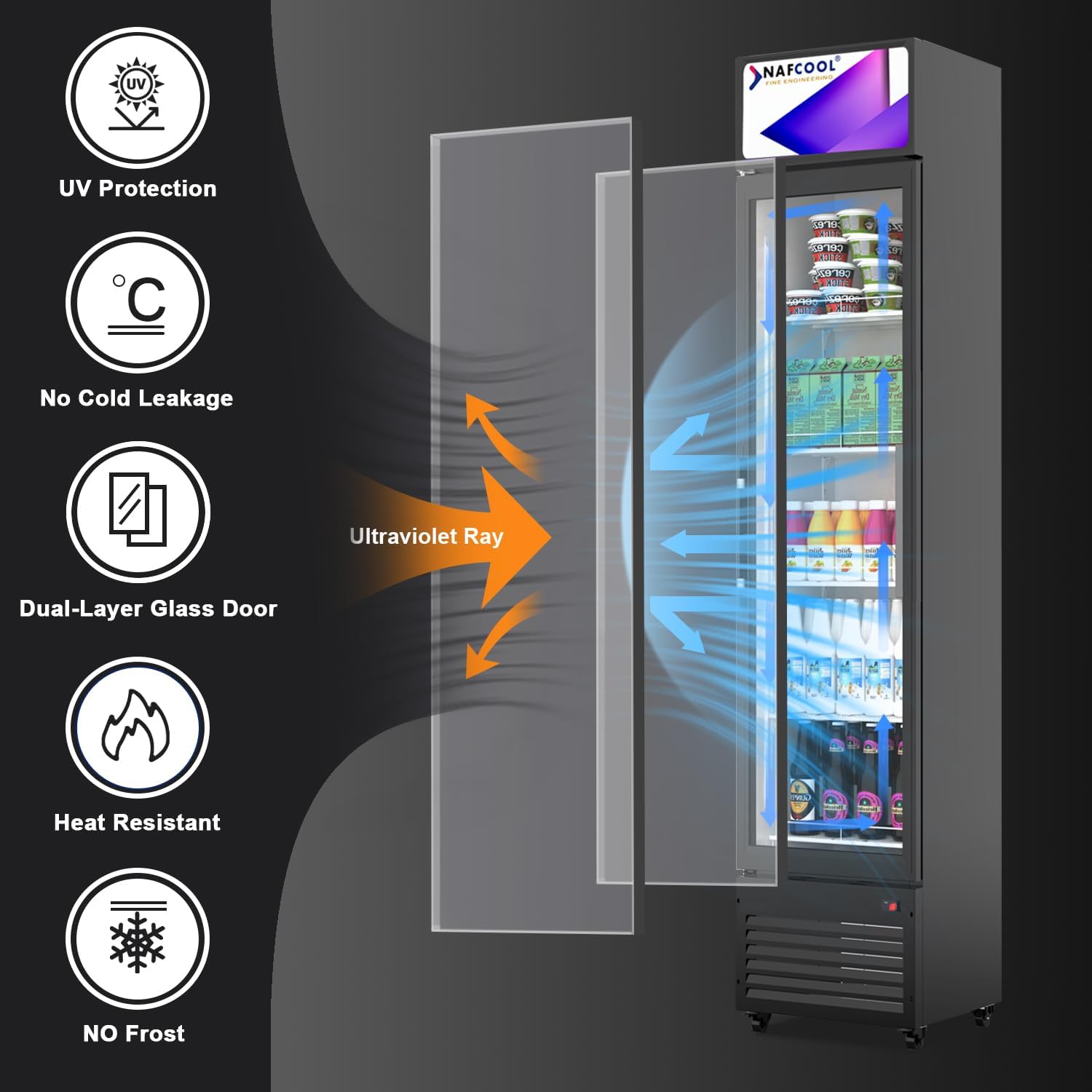 Tall Slim Glass Door Beverage Cooler, 6 Cu Ft Narrow Commercial Display Refrigerator Merchandiser,Skinny Drink Fridge for with LED Light Adjustable Shelves,ETL Approval,15.4" Wide