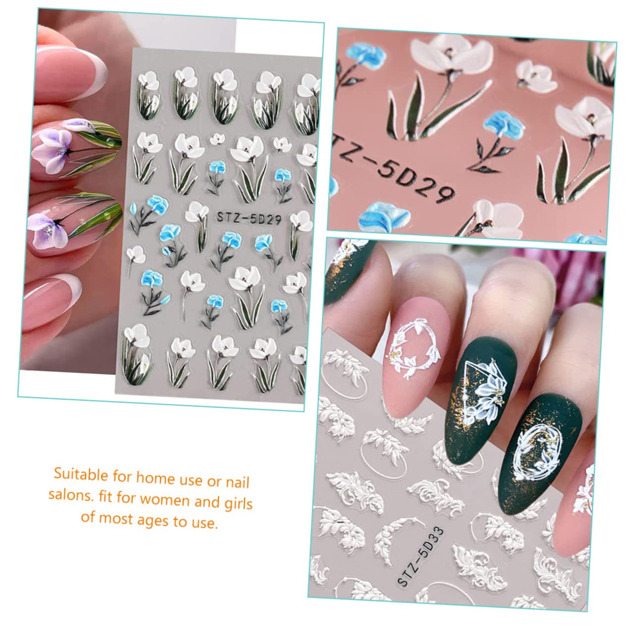 Healeved 18fogli Adesivi Per Unghie Design Per Decorazioni Su Unghie e Scrapbook Facili Applicare e Creativi Per
