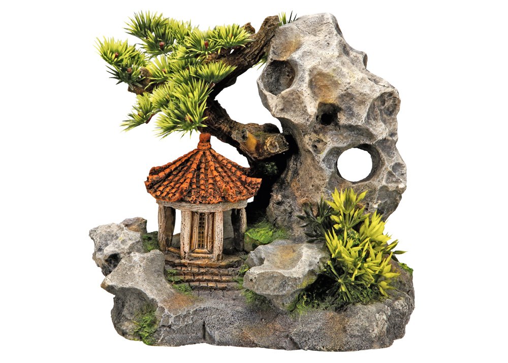 Nobby Temple On Cliff Aquarium Ornaments, 19 x 13 x 17.2 cm