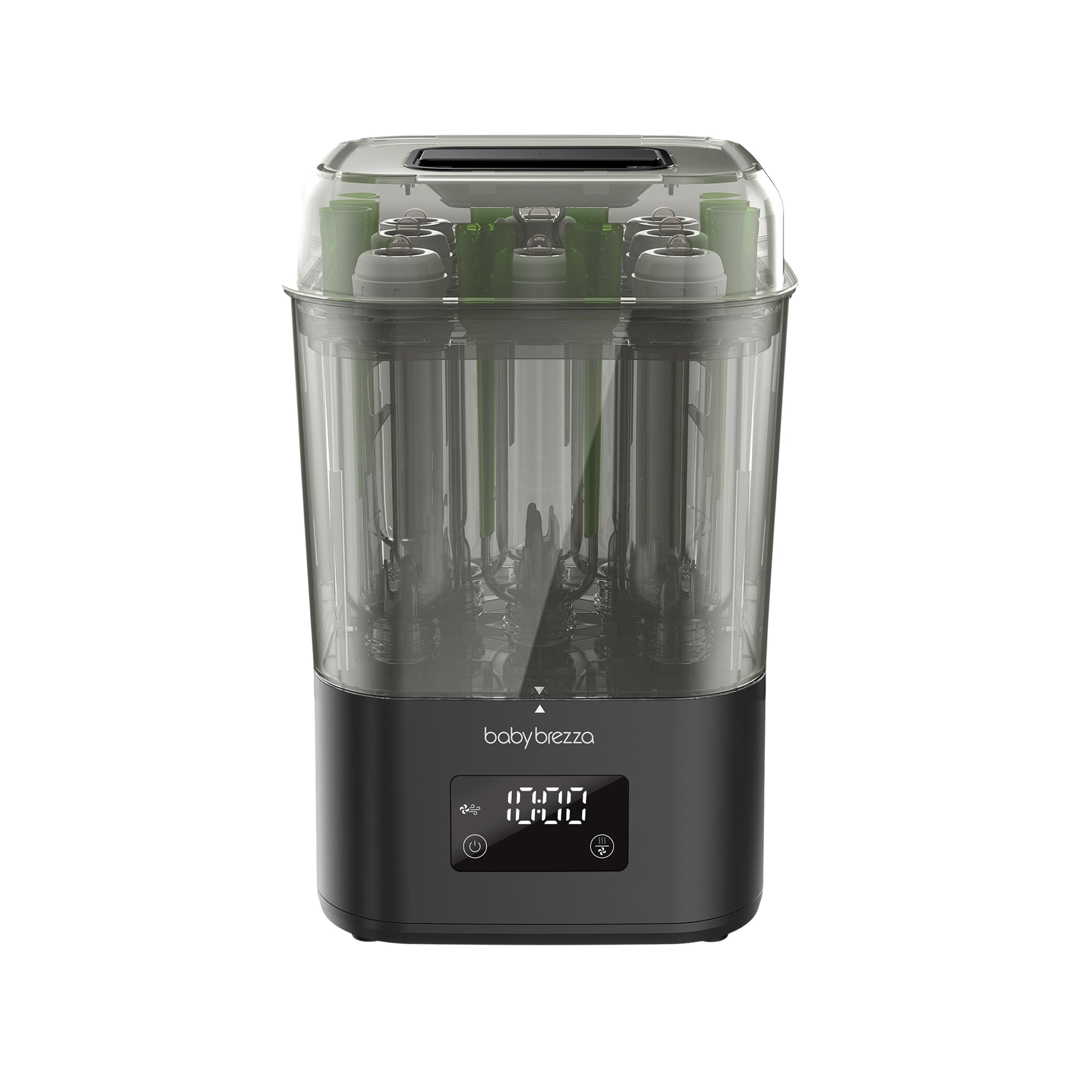 Photo 1 of Baby Brezza 10 Minute SuperQuick Bottle Sterilizer + Dryer - Large 8 Bottle Capacity - Steam Sanitization – Universal Fit for All Bottles: Plastic + Glass + Pacifiers + Breast Pump Parts, Matte Black