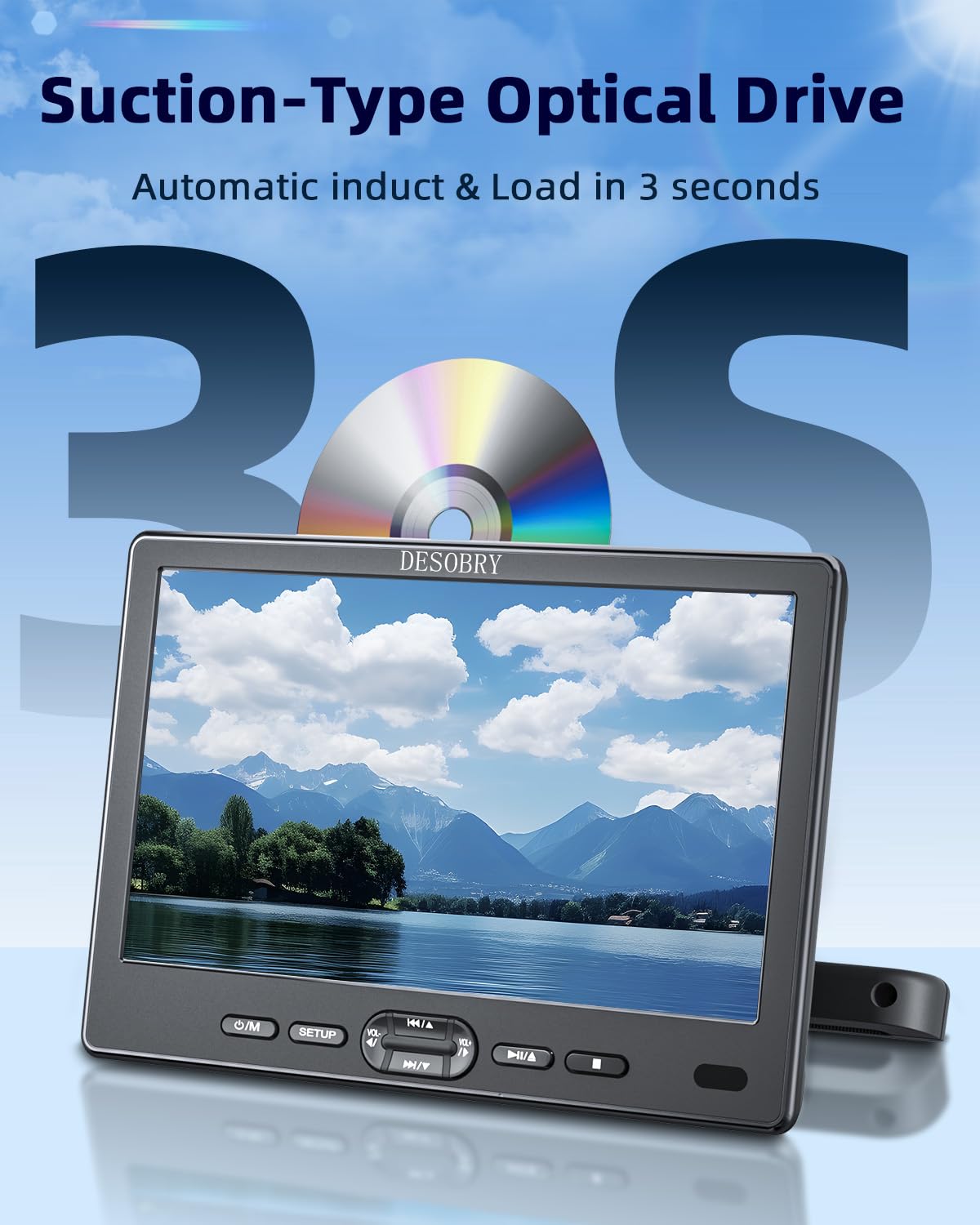10,5 Zoll Auto DVD Player 2 Bildschirme mit Slot-Loading-Disc und HDMI-Eingang, 2 Kopfhörern, 2 Halterungen, Auto Fernseher für Kinder Unterstützt Letzter Speicher, Regionsfrei, USB-SD-Karte