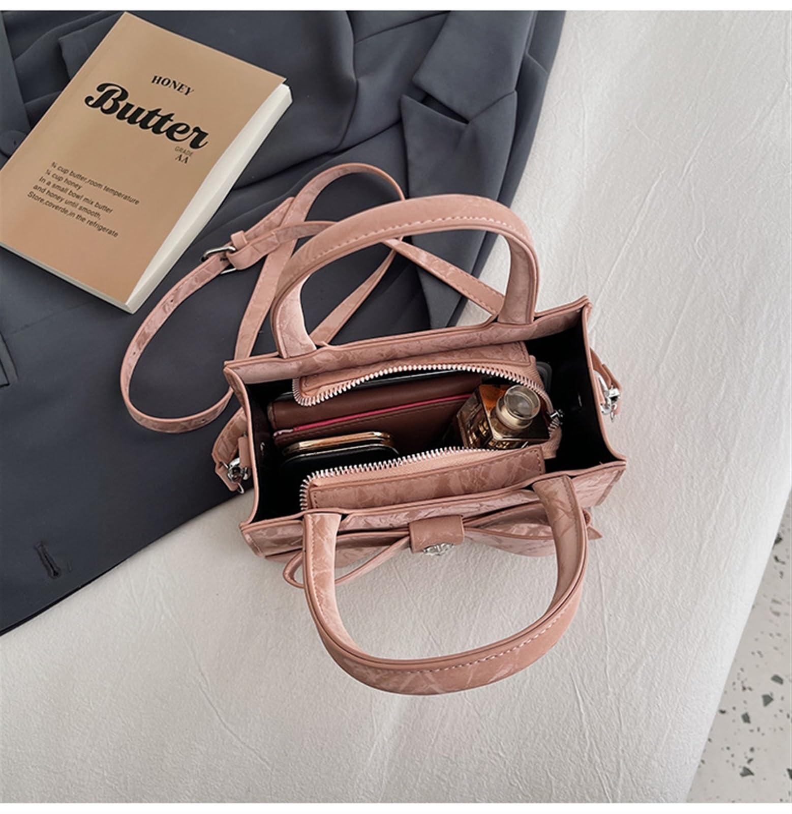 bolsos para mujeres， Bolso de mano for mujer, pequeño, cuadrado, tipo bandolera, de nicho(Pink)
