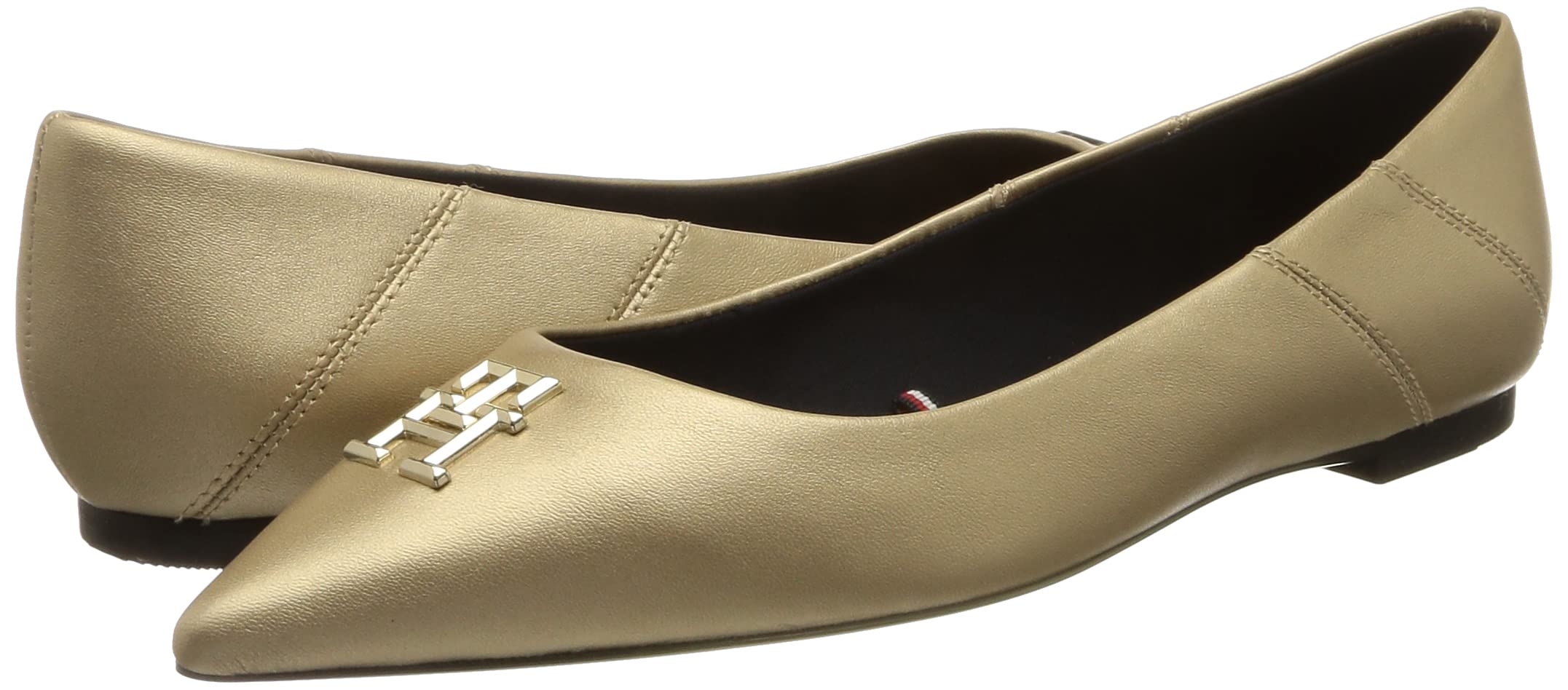 Tommy Hilfiger Kobiety Pointy Chic Ballerina Gold Fw0fw07047Baleriny