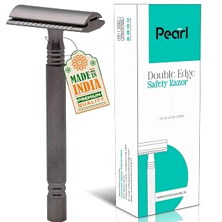 Pearl Shaving Double Edge Safety Razor (Graphite Black) - Best Shaving Razors for Men | Classic & Traditional shaving Kit for Men | Premium blade razors | Raksha Bandhan Gift Option