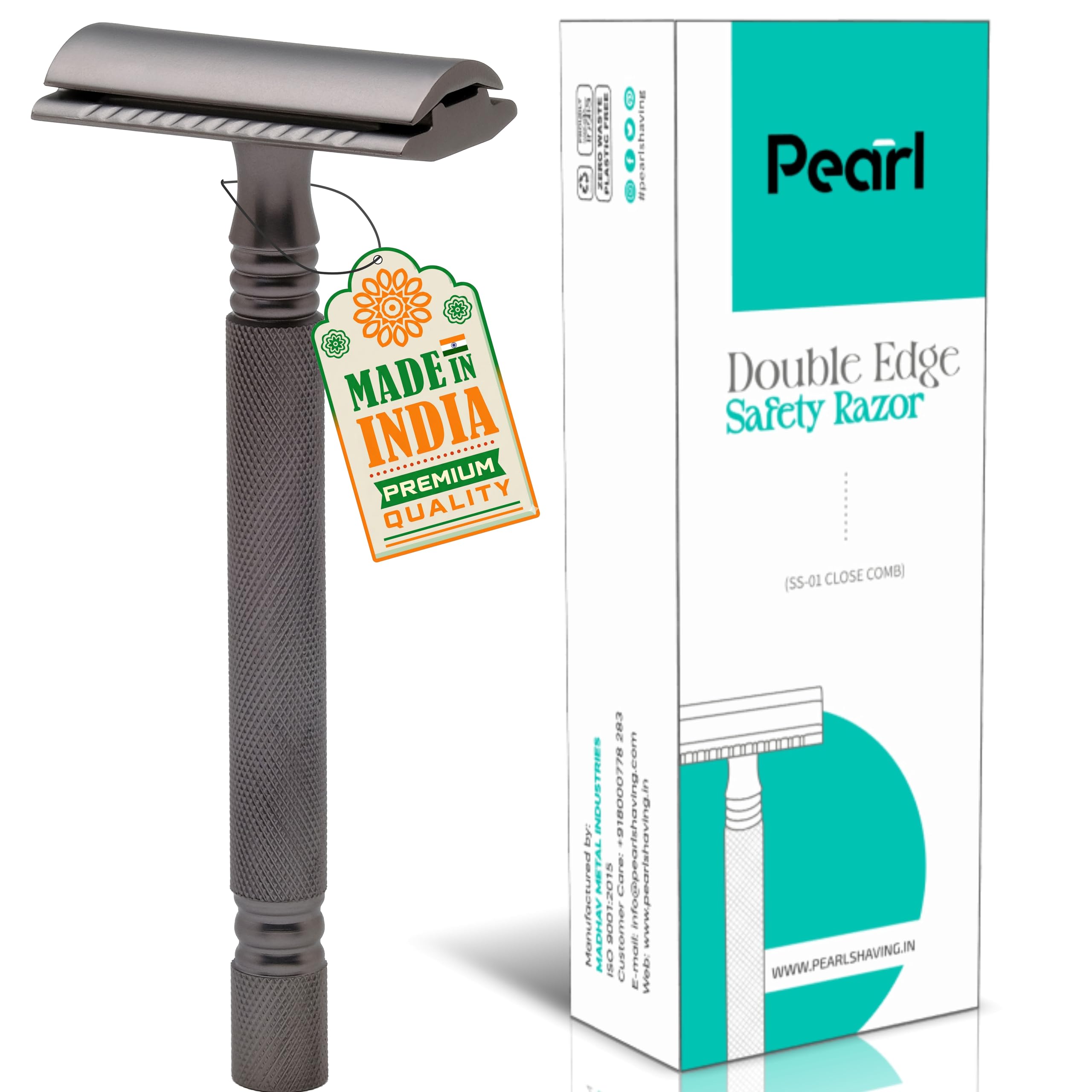 Shaving Double Edge Safety Razor (Graphite Black) - Best Shaving Razors for Men | Classic & Traditional shaving Kit for Men | Premium blade razors | Holi Gift option