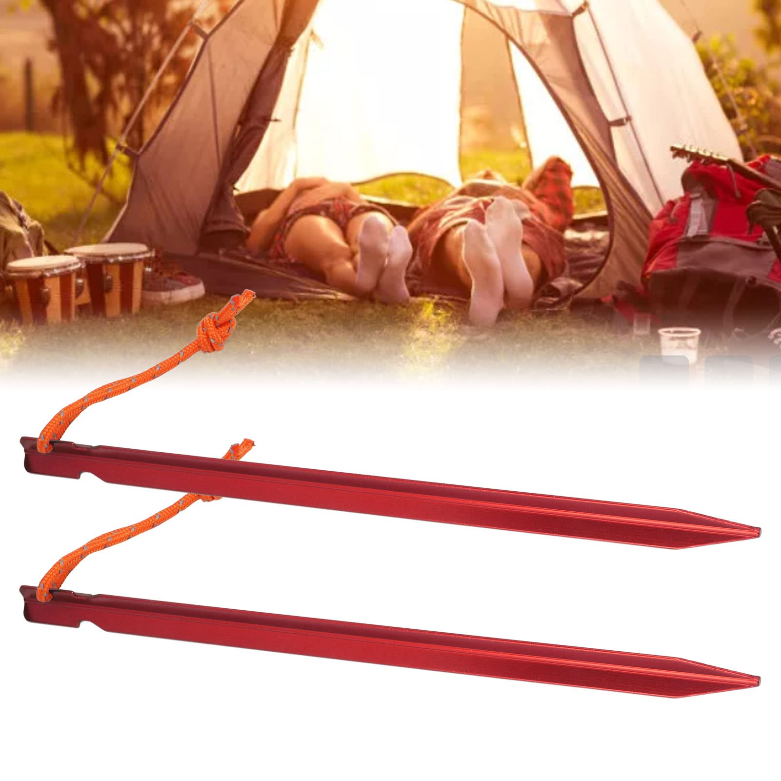 20 pezzi Picchetti per Tenda a Forma di V, Robusti, in Lega di Alluminio con Corde, Picchetti da Campeggio da 9 pollici per Tende da Esterno, Teli e Tendoni, Include Borsa per il (Rossa)