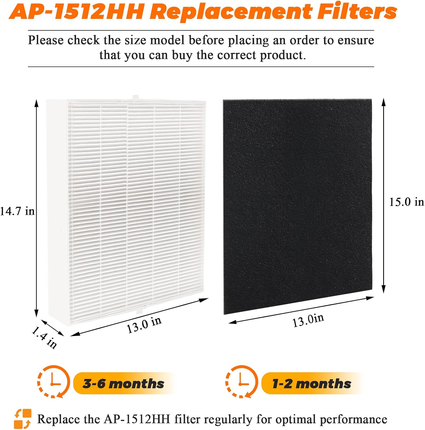 2 Pack AP-1512HH Replacement Filter for Coway Airmega Filter AP-1512HH 200M Coway Air Purifiers by Blutoget - AP-1512HH-FP AP-1518R AP-1519P-2 HEPA Filters and 6 Carbon Filters-Part #3304899 - Image 5