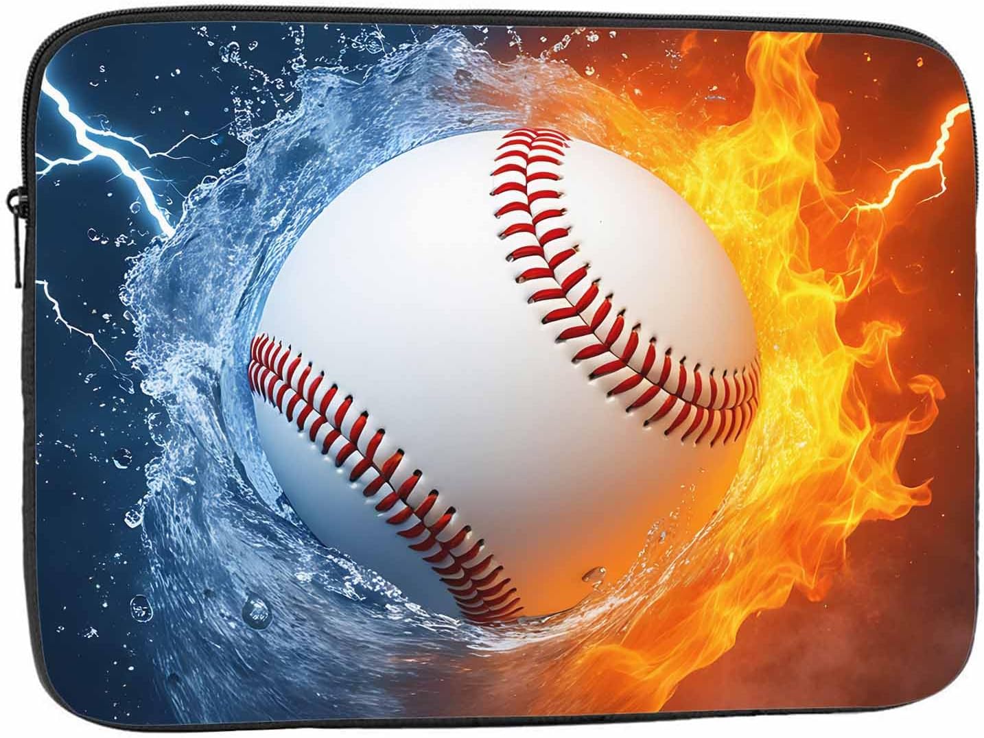 Laptop Sleeve Bag 15.4 15.6 Inch,Baseball Ball in Fire and Water Protective Polyester Computer Cases Laptop Cover Briefcase Bag Tablet Travel Cover