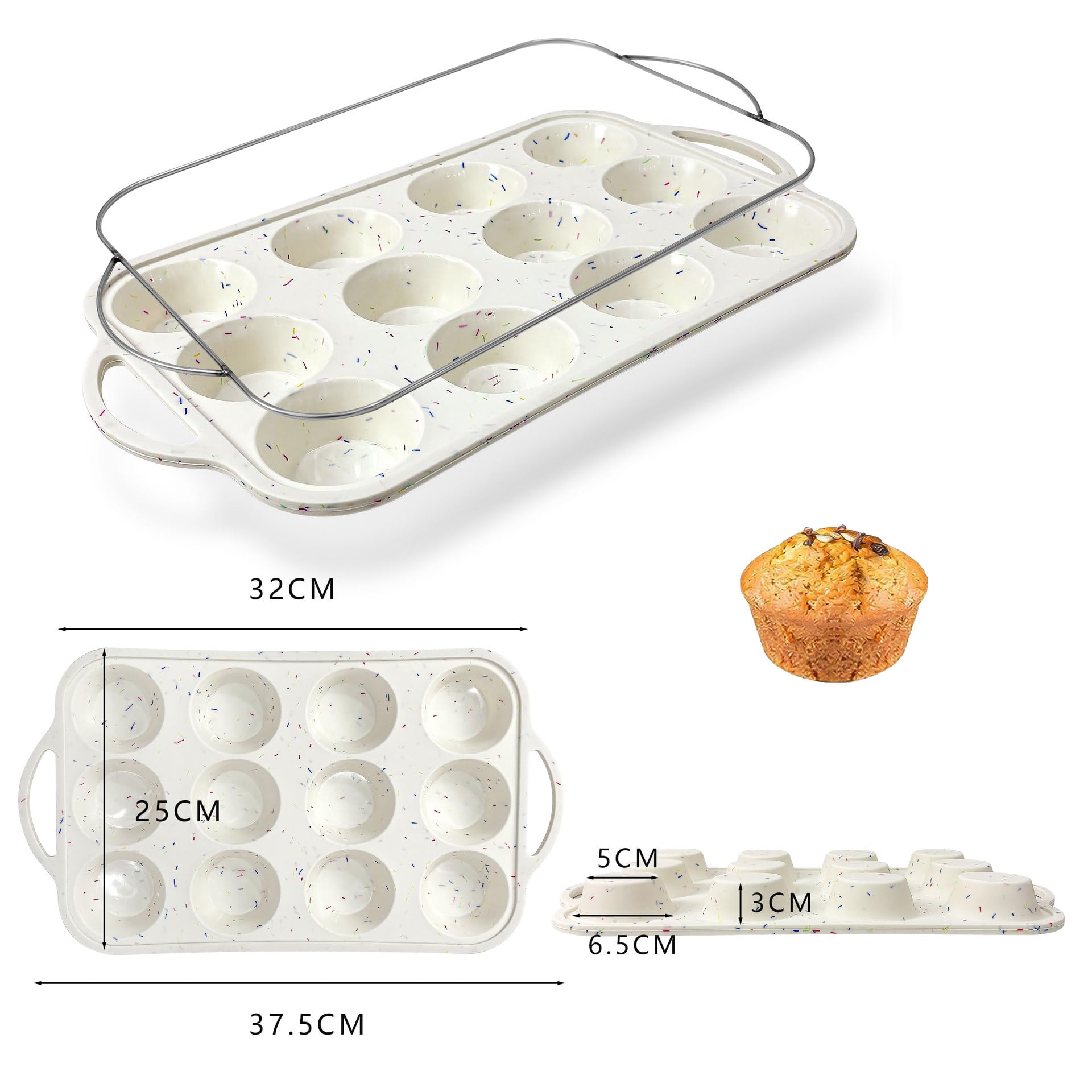 Moules a Pain En Silicone Moule a Pain Rond Lot De 2 Moule a Muffins Et Cupcakes En Silicone Avec Anneau En Acier Intégré Pour La Pâtisserie Maison 12 Trous