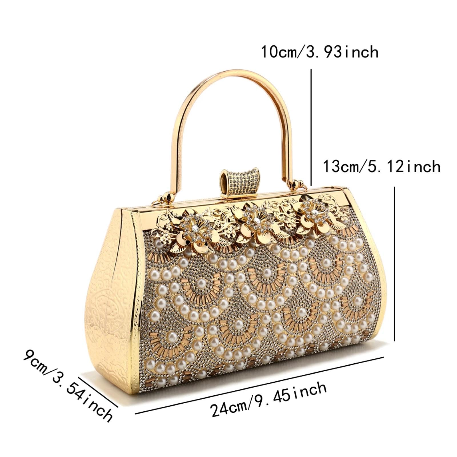Abendtasche Damen Clutch Bucket Design Clutch Golden Glitter Elegantes Mädchen Abend Taschen Strass Steine Perlen Tasche Mit Griff Handtaschen Für Party