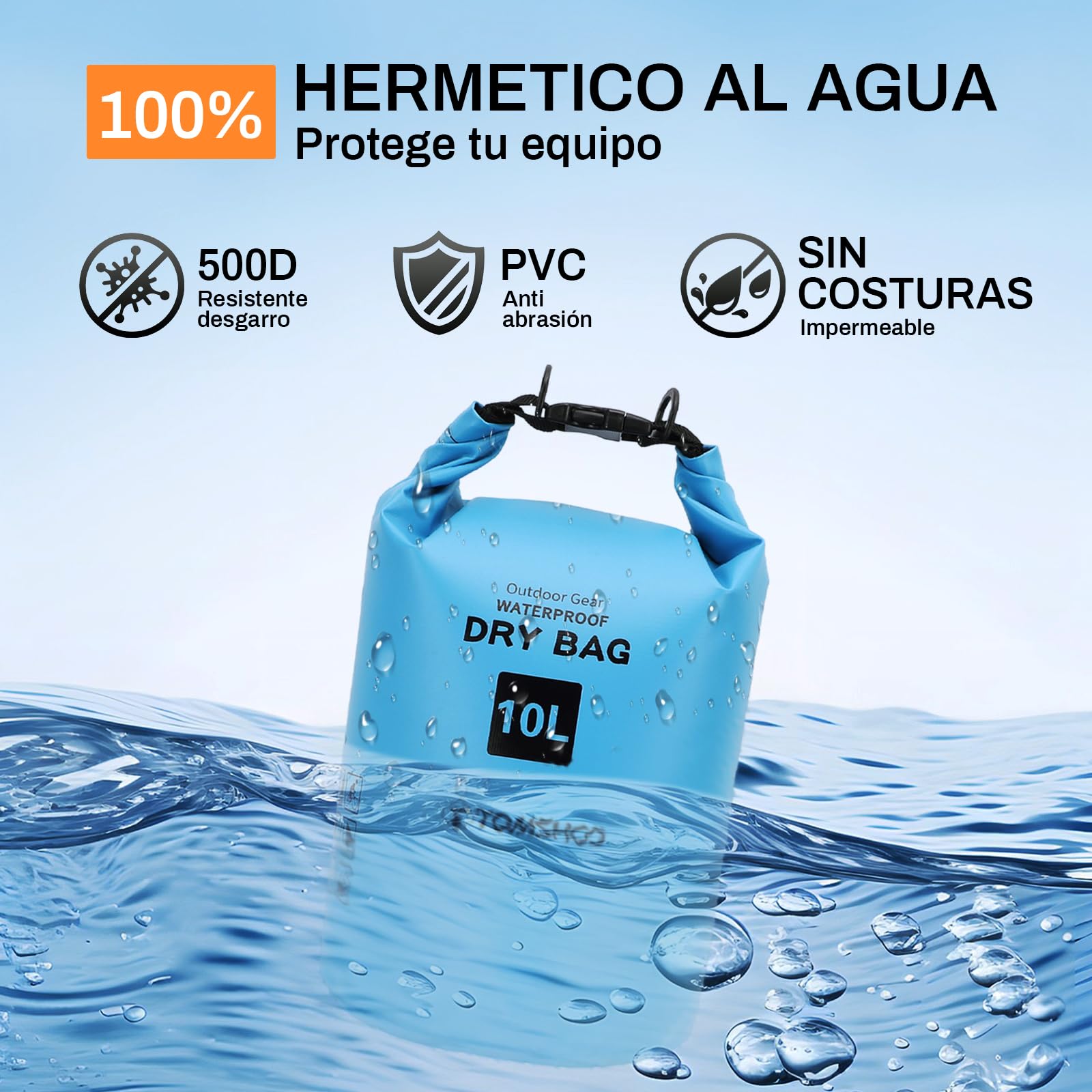 TOMSHOO Dry Bag - Juego de 4 bolsas impermeables de 5 l, 10 l, 20 y 30 l, impermeable, con tapa enrollable y correa para el hombro, tamaño versátil para kayak, barco, SUP, playa, camping