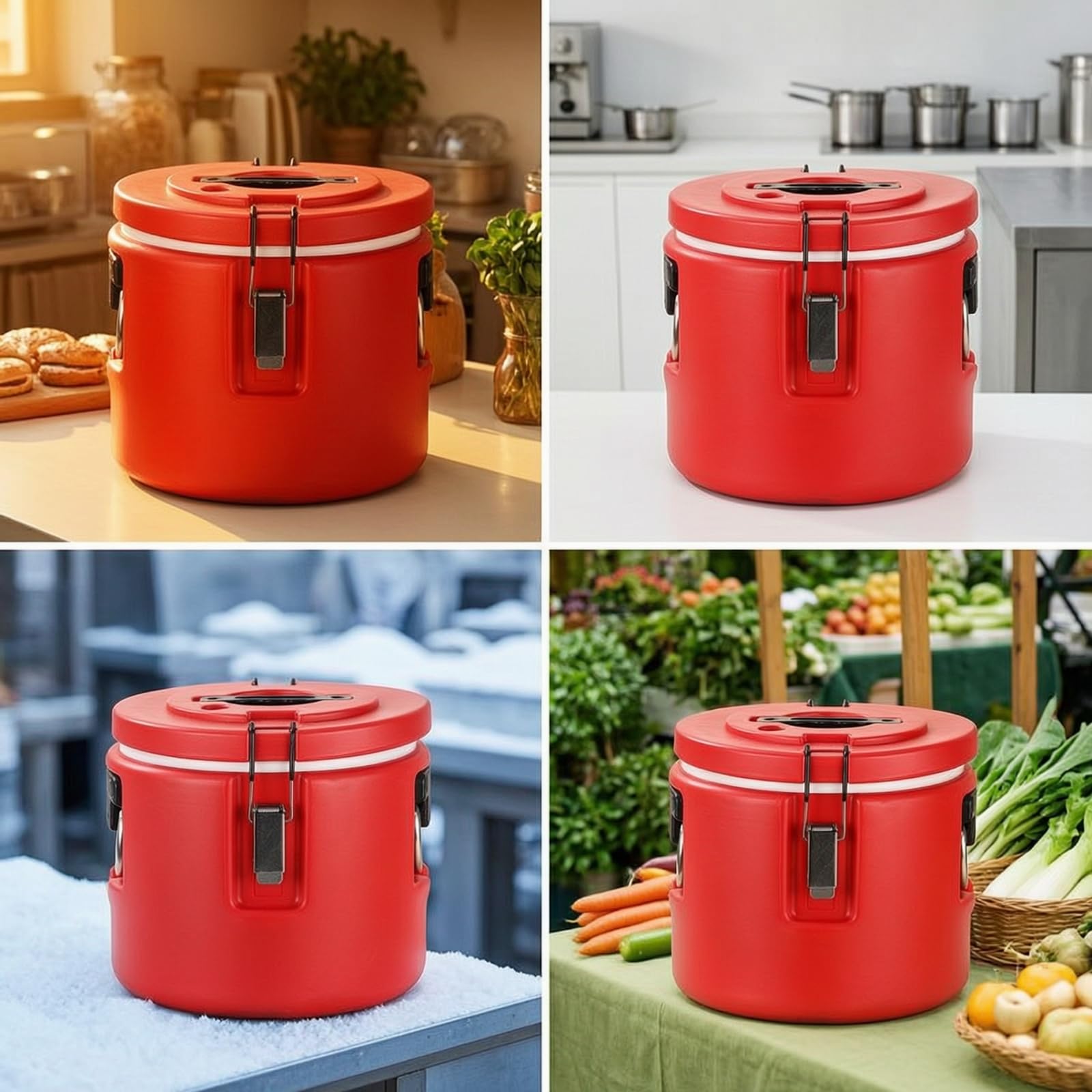 perfk Recipiente Térmico Aislante Cubo para Bebidas Calientes y Frías Contenedor de Alimentos Depósito Isotérmico Acero Inoxidable con Aislamiento de y, 80L