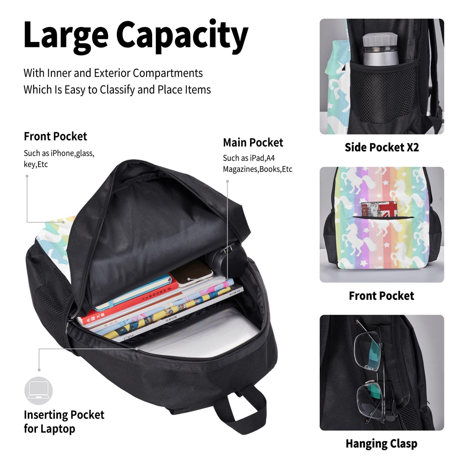 Sac à dos, sac à déjeuner, trousse à crayons, ensemble de 3 pièces