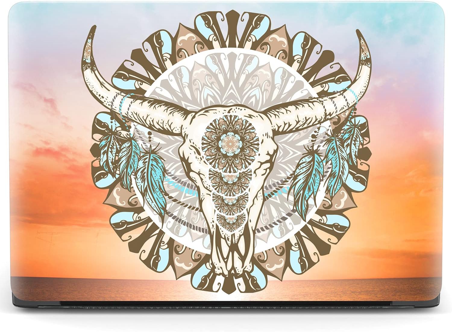 Mertak Hard Case Compatible with MacBook Pro 16 14 Air 15 13 inch M3 M2 M1 Mac 2024 2023 2022 2018 Touch Bar Plastic Bull Skull Laptop Seascape Protective Boho Tribal Cover Texas Print Clear Cow