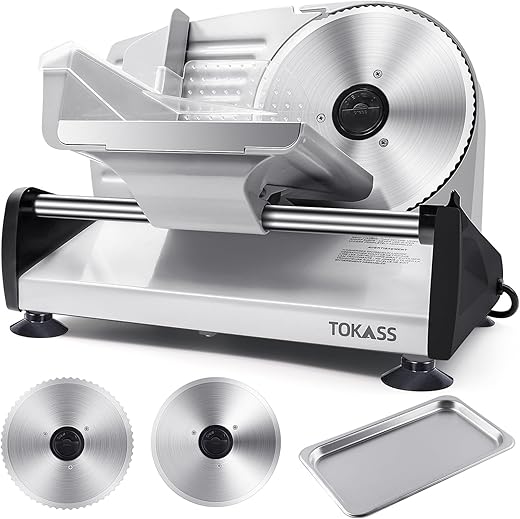Meat Slicer, 200W Electric Deli Food Slicer with 2 Removable 7.5'' Stainless...