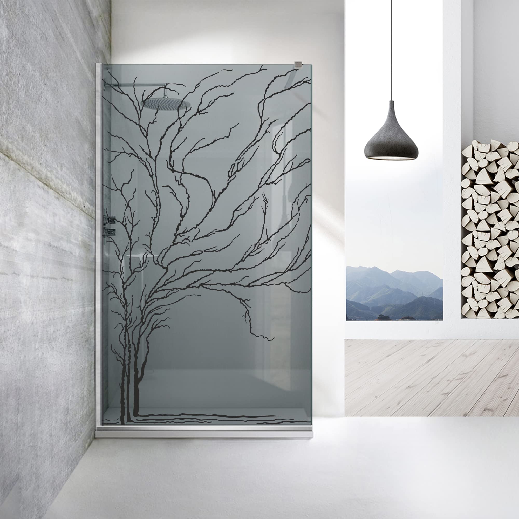 Aqua Roy Modell INOX Baum 100 cm ab 70/80/90/100/110/120 Duschabtrennung grau Glasscheibe 8 mm dunkelgrau Nanobeschichtet sandgestrahltes Muster Edelstahl (100x195 cm)