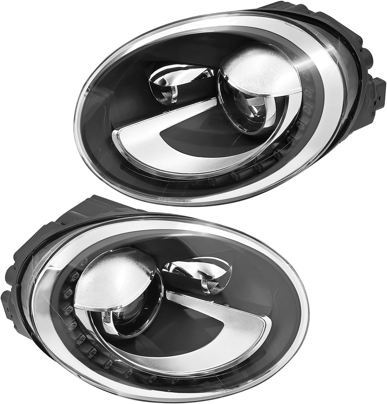 8 Pins Upgraded Pair LED DRL Halogen Headlight Assembly Compatible with Volkswagen Beetle 2013-2019 (Halogen Only) Driver & Passenger Side Halogen Headlamp Fits for VW Beetle 2013-2019