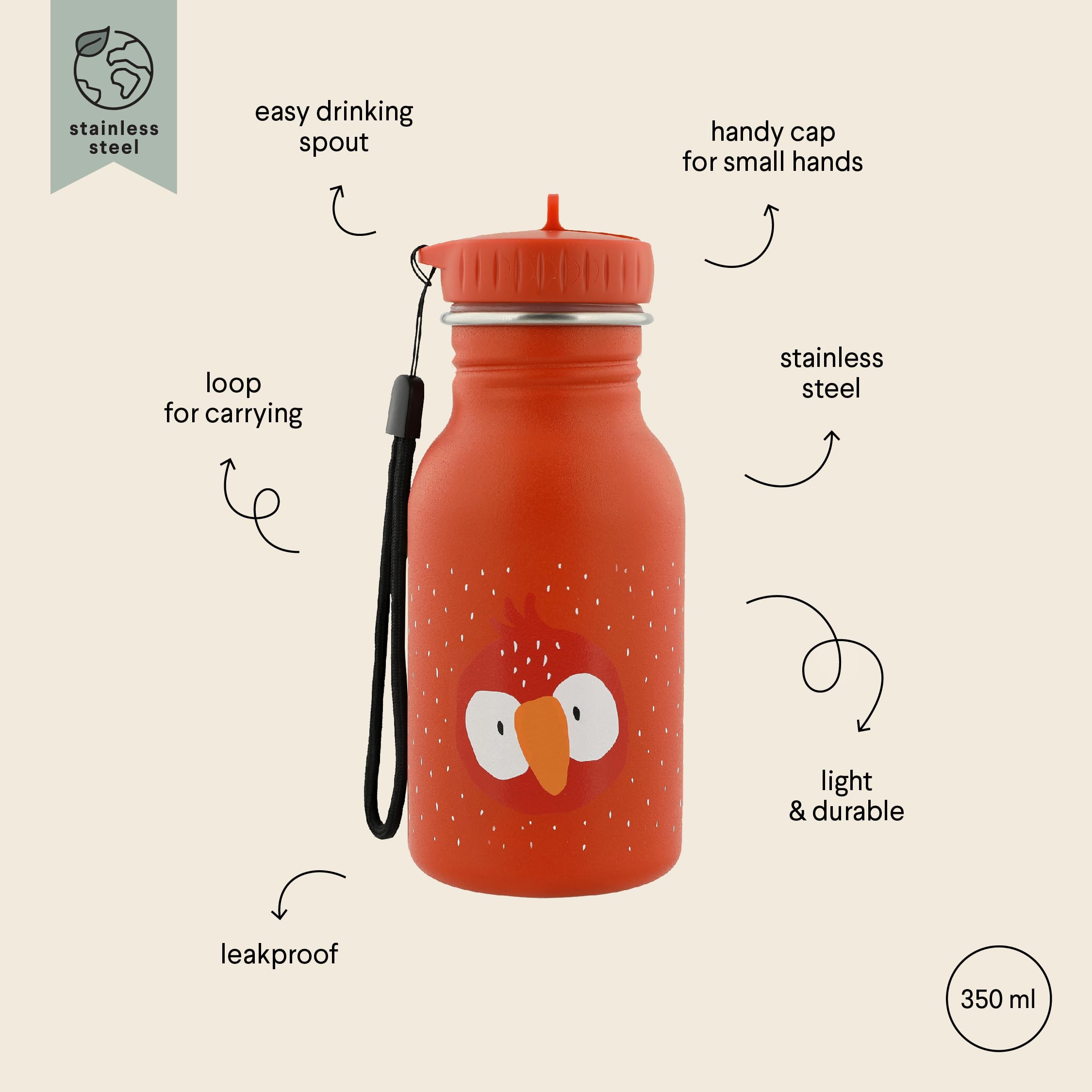 Trixie - Borraccia personalizzata per bambini, in acciaio inox, 500 ml, con nome per ragazze e ragazzi, a prova di perdite, antiruggine e adatta ai bambini