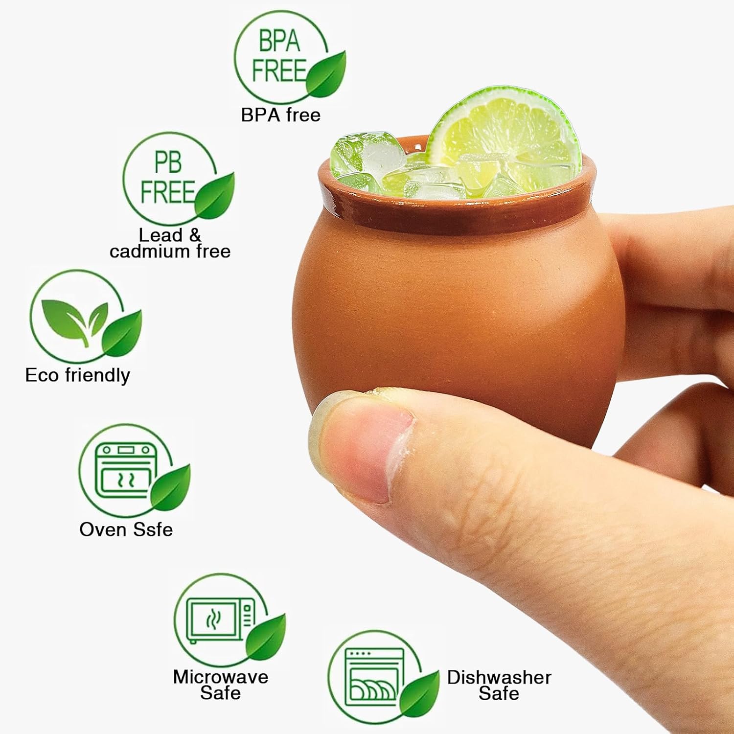 12 Pack Mini Mexican Clay Cups 2.37oz Handmade from Natural Red Clay for Tequila, Margaritas, Cocktails, Ideal Gift Set for Friends, Couples