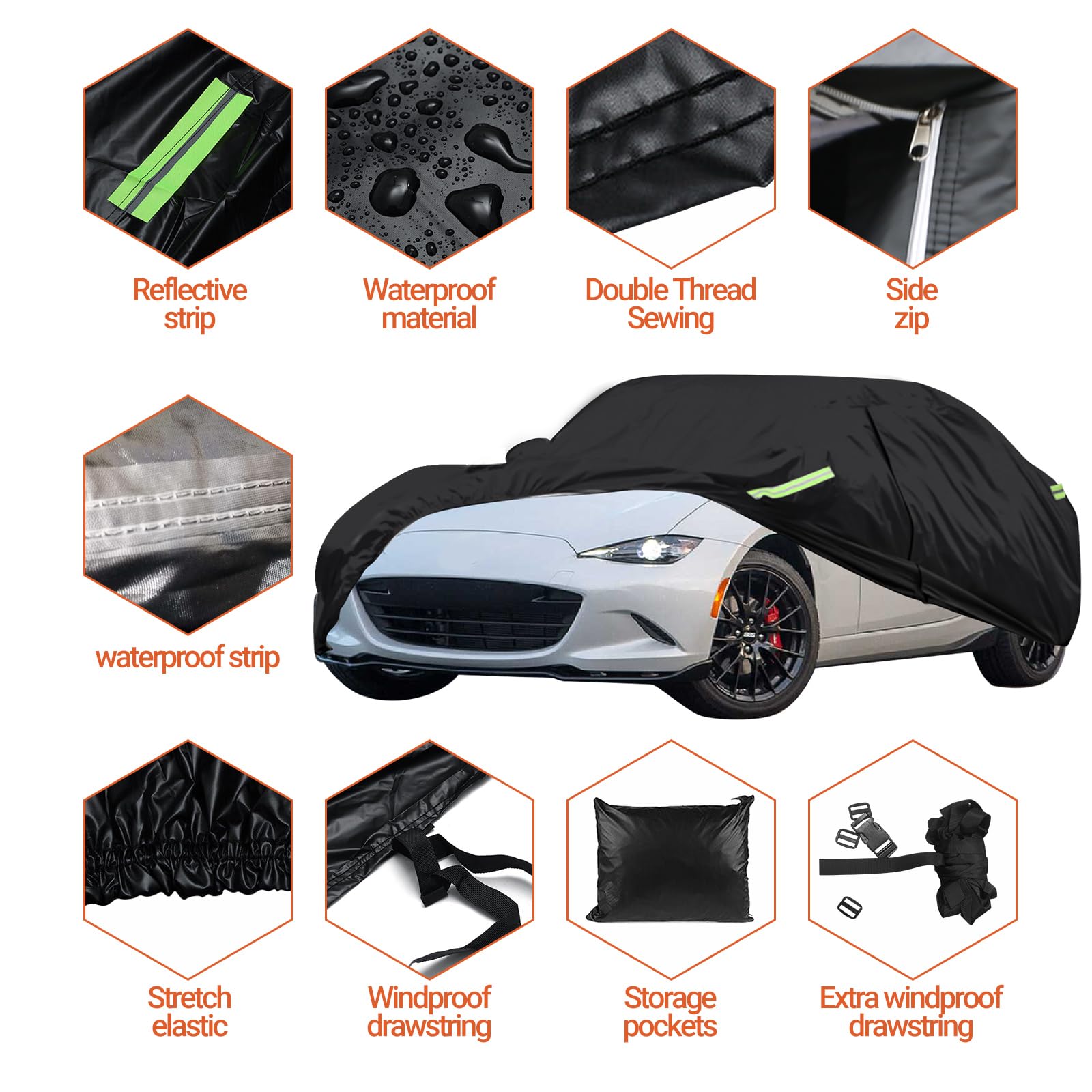 Funda de coche para Mazda MX-5 MK4 ND 2015-2024, 6 capas impermeables protección contra el sol, nieve, lluvia, polvo, cubierta completa