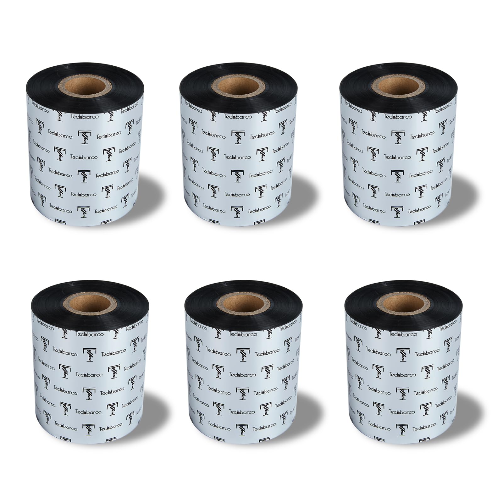 6 Rolls 3.54" x 1476'(90mmx450m) Enhanced Wax Thermal Transfer Ribbon, Core 1", Black, Ink Outside, Barcode Ribbon Compatible with Zebra Printer