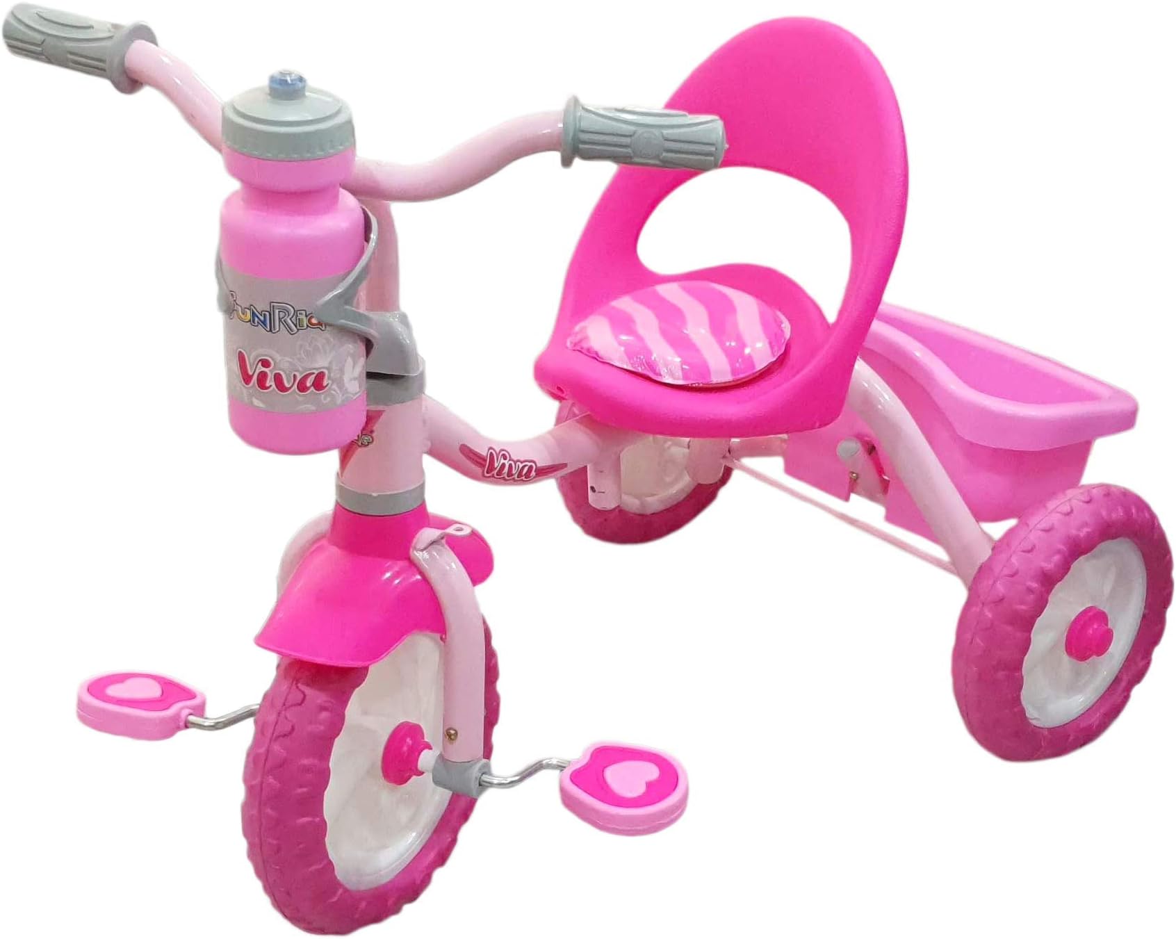 Fun RideTricycle For Kids, Viva Tri-Cycle With Sipper, Eva Tyres & Rear Storage Basket, Trikes For Boys&Girls 1 Years, 4 Years, (Weight, Upto 25 Kg), Perfect For Indoors/Outdoors, Pink