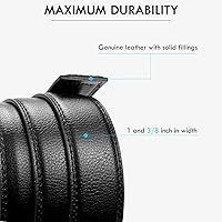 Vista 3 de BOSTANTEN Cinturón de cuero con trinquete para hombre con hebilla ajustable deslizante, corte para adaptarse, Negro