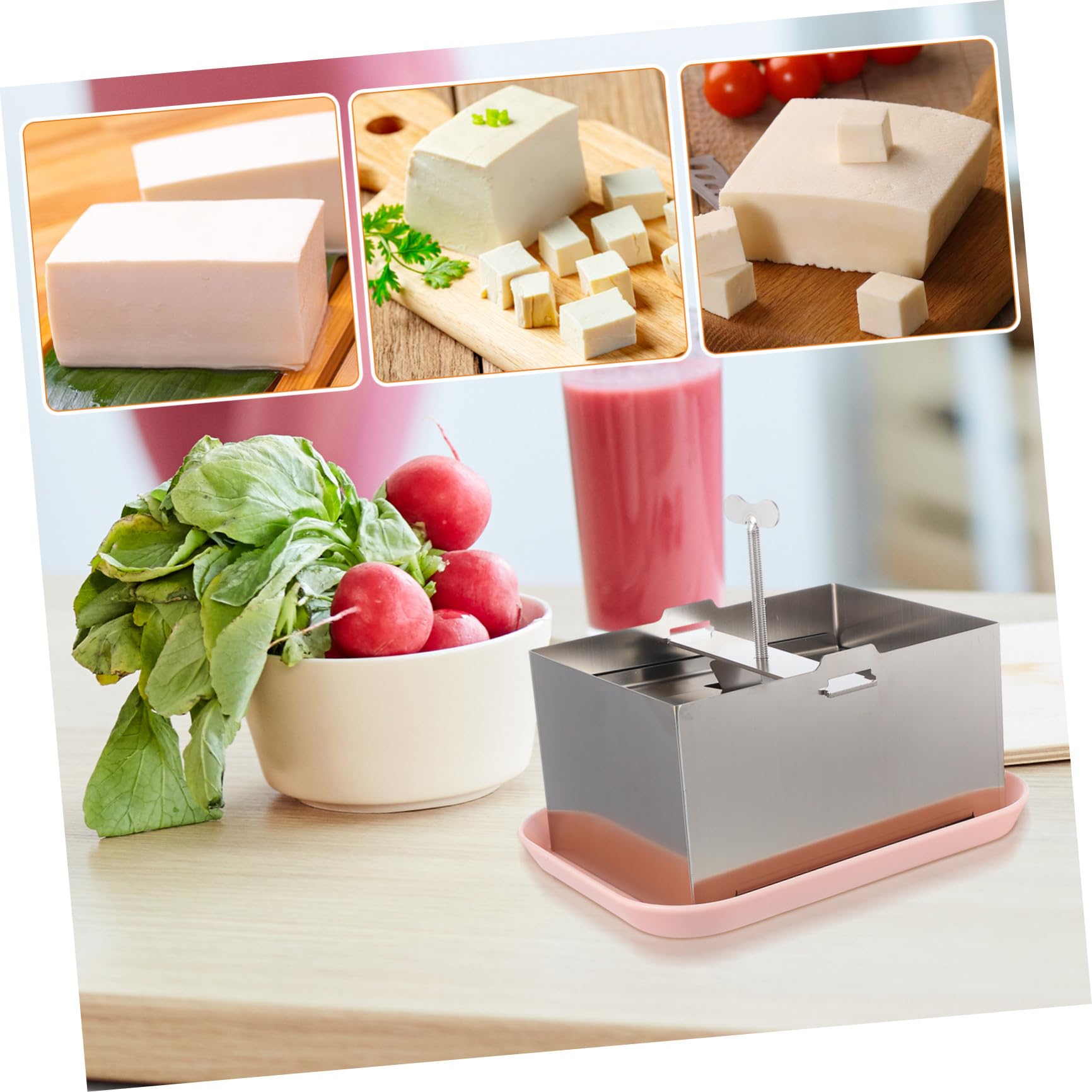 Angoily Praktische Käsepresse für Käseherstellung aus Edelstahl Glatte Tofu Pressform Einfache Reinigung und Tofu Herstellung zu Hause