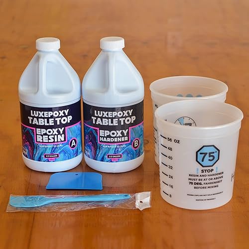 Miniatura 2 de Luxepoxy - Kit de resina de galón – Kit de encimera de mesa epoxi premium con resina epoxi y endurecedor epoxi – dos partes 1:1 transparente de alto