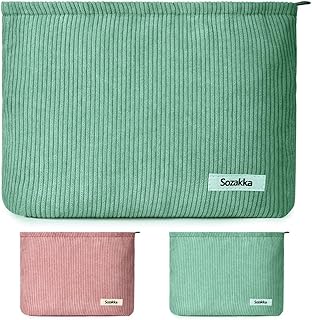 Corduroy Cosmetic Bag, Cosmetic Bags for Women, Mini Makeup Bags with Zipper, Corduroy Fashion Portable Makeup Pouch for Travel Toiletry Girls Gift, Green
