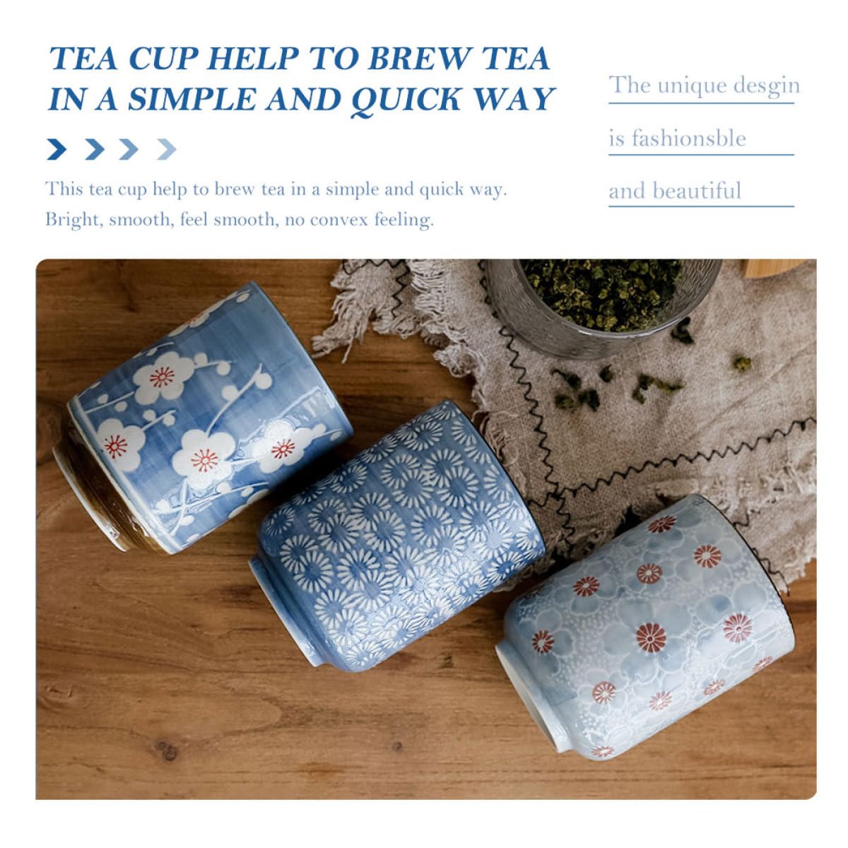 Homoyoyo 2 Tazas de Té Japonesas de Cerámica para Preparar Té Diseño Único y Acabado Suave, Paquete de 2 Piezas Ideales Hogar y Oficina