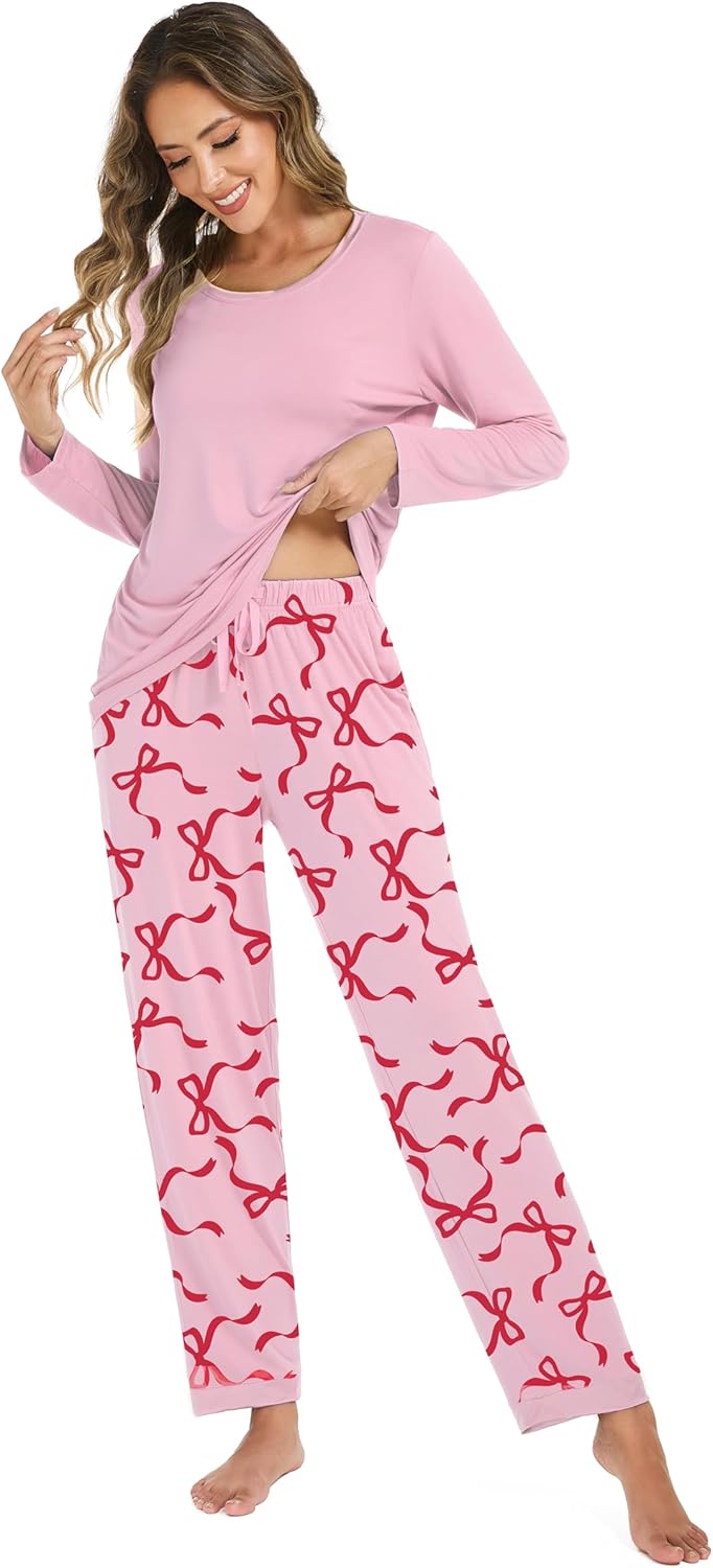 LUBOT Bamboo Viscose 2026 New Women's Pajama Sets Cooling Lightweight Soft Long Sleeve PJs Wicking Sleepwear Comfy S-XXL - Image 3