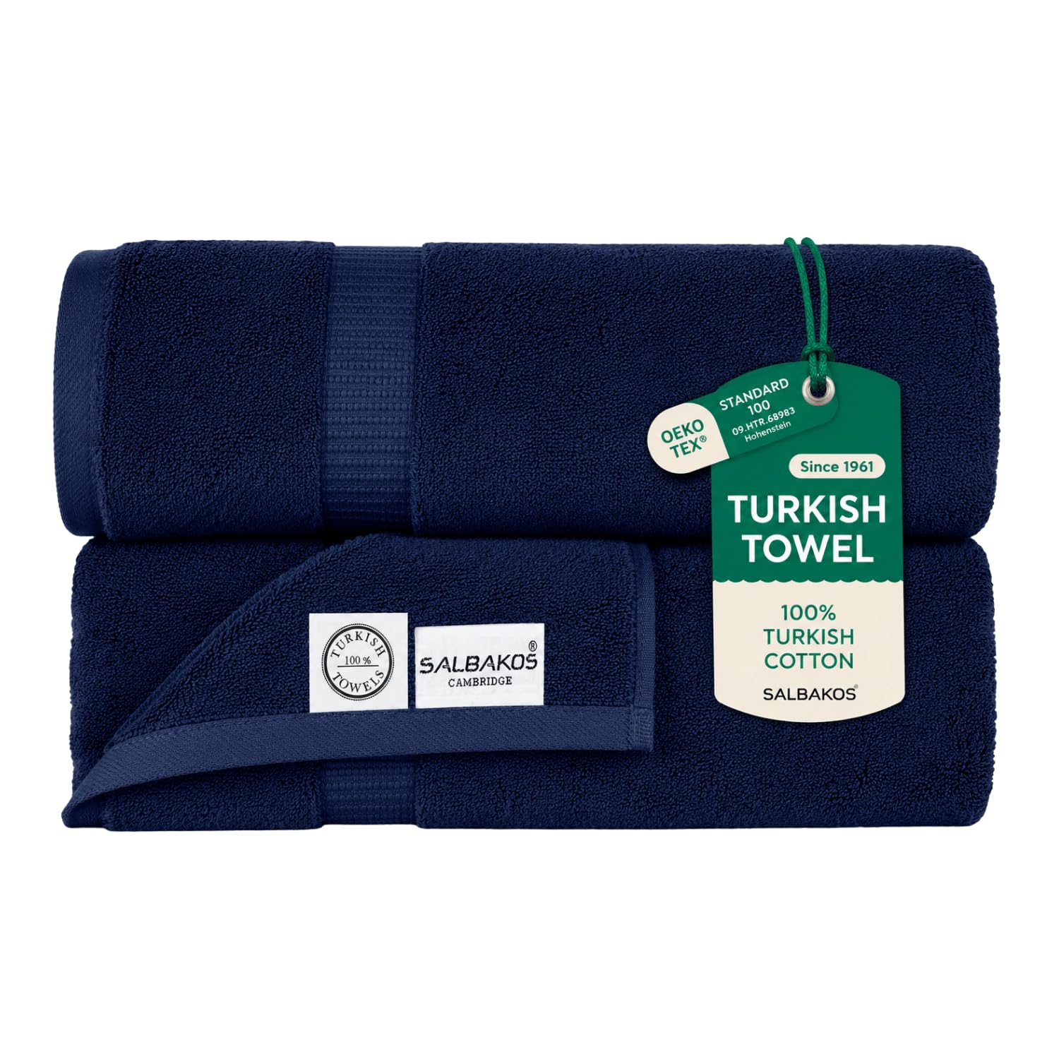 SALBAKOS Oversized Turkish Cotton Bath Towels in Navy