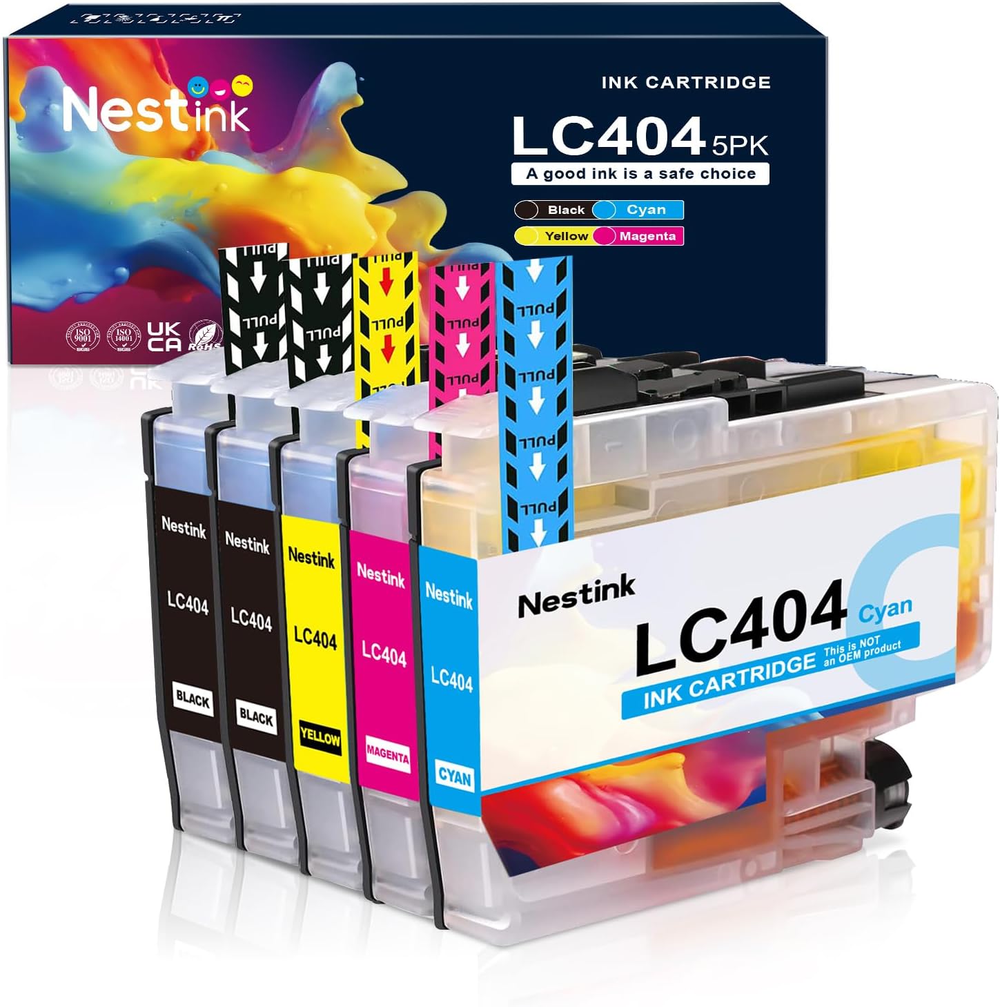 LC404 5 Pack High Yield Compatible Ink Cartridges Replacement for Brother LC 404 LC-404 LC404BK to Use with MFC-J1205W MFC-J1215W (5 Pack, 2 Black 1 Cyan 1 Magenta 1 Yellow)
