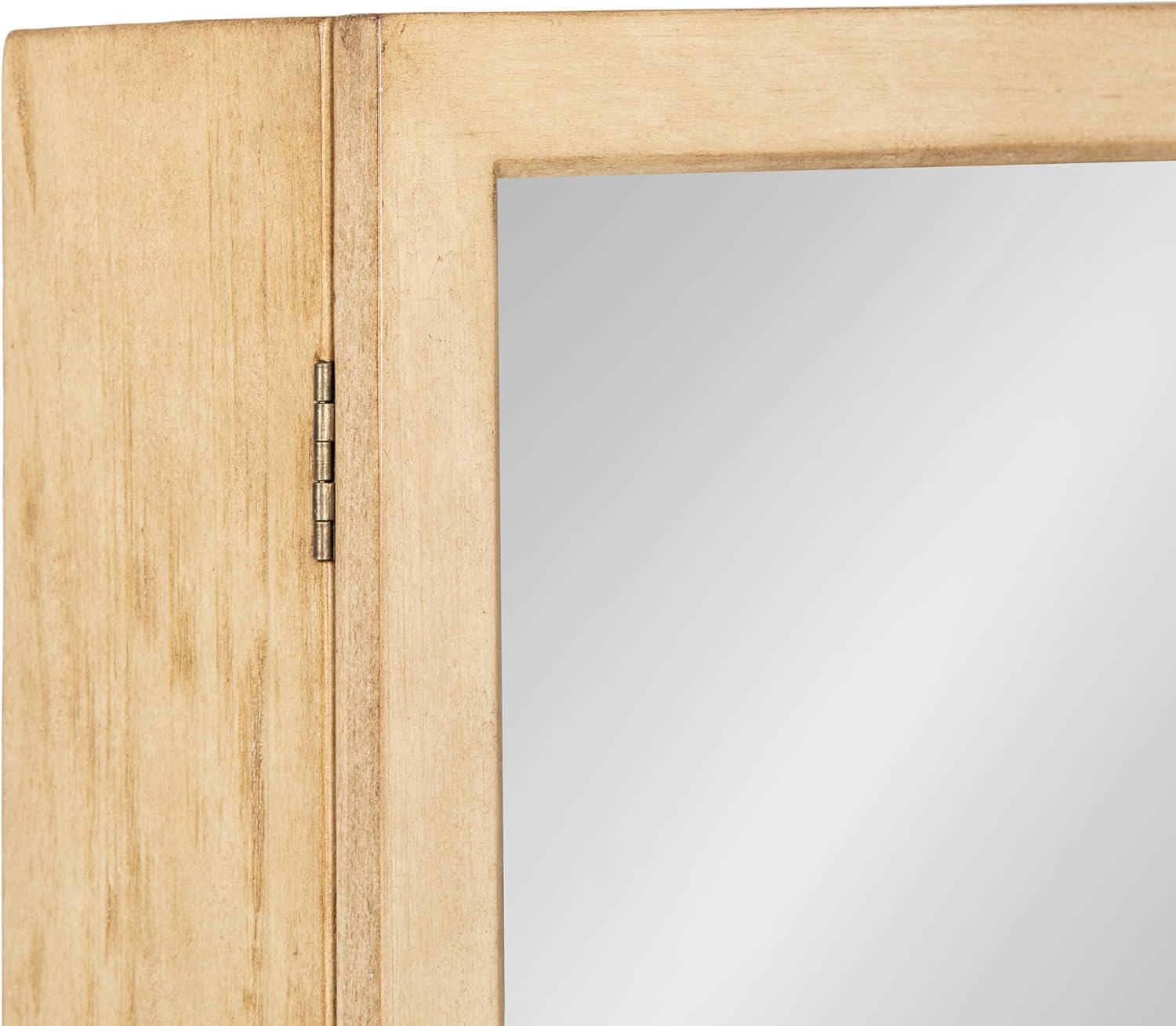 Kate and Laurel Ori Decorative Modern Rectangle Rattan Bathroom Cabinet with Mirror, 20 x 6 x 30, Natural, Woven Cane Bathroom Mirror with Storage for Bath Medicine Cabinet or Over-the-Toilet Storage