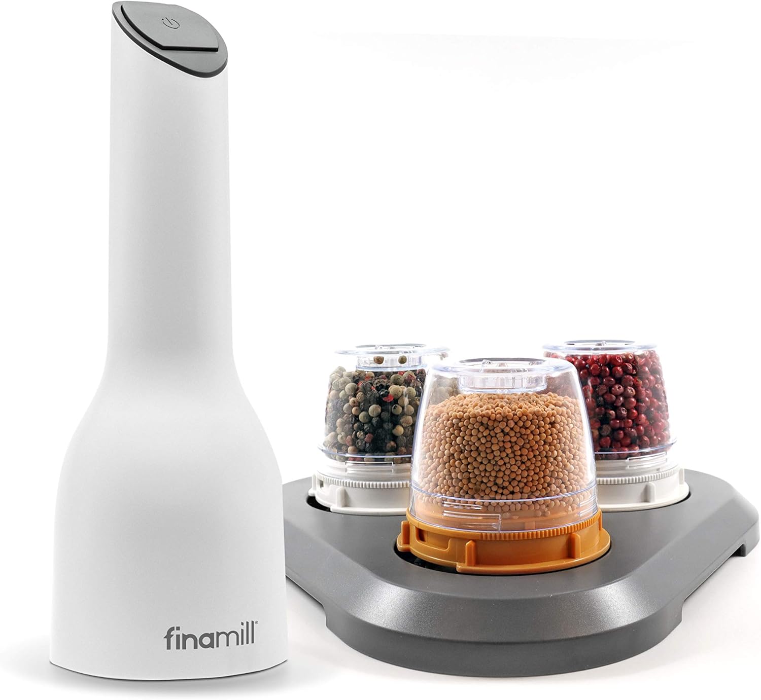 Flash Deals - 80% OFF FinaMill - Award Winning Battery Operated Spice Grinder Gift Pack - includes 3 Quick - Change Spice Pods and 1 Stackable Tray - Perfect Gift for any Home Chef_White