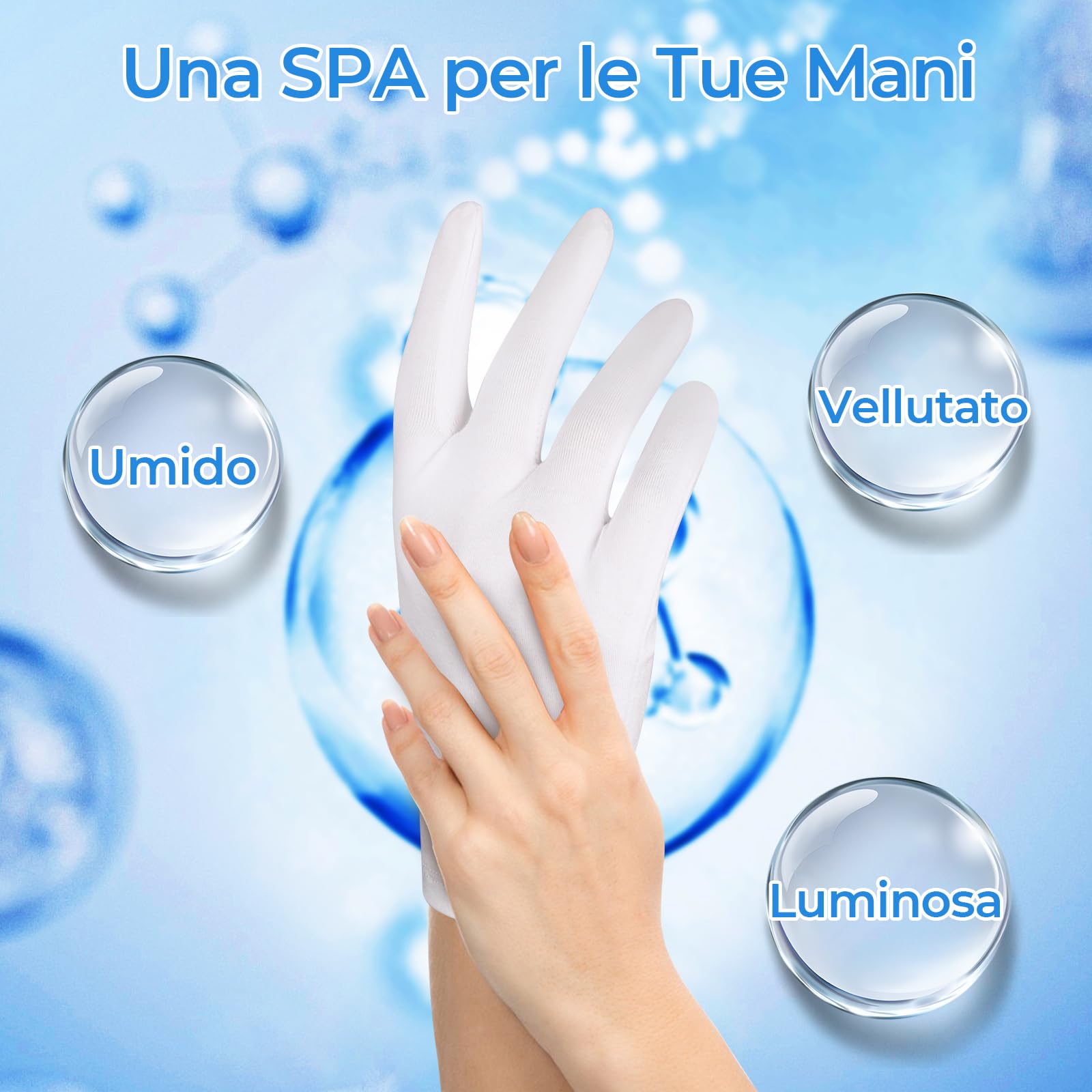 Donfri 5 Paia Guanti Cotone Bianchi per Eczema - Guanti da Lavoro Fini - Guanti Idratanti Dermatologici- Guanti di Cotone per Dermatiti,Mani Secche, Crema e Maschera Mani
