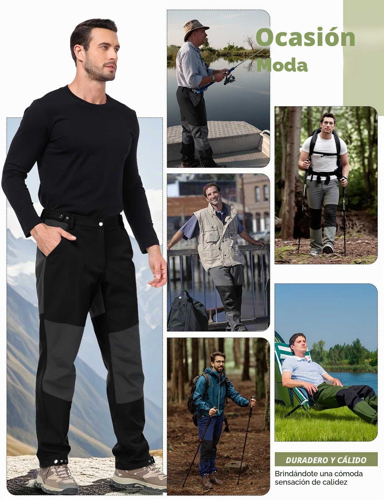 TOMEEK Pantalones Hombre Invierno Impermeable Outdoor Esquí Pantalón de Trabajo Hombre para Actividades Exteriores y Trabajos al Aire Libre Pantalón Bicicleta Senderismo Térmico