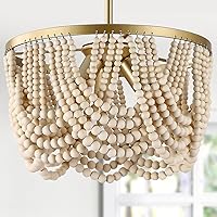 Vista 10 de Lámpara de techo bohemia negra con cuentas de madera de 12.6 pulgadas, montaje empotrado y semiempotrado para comedor, dormitorio, pasillo