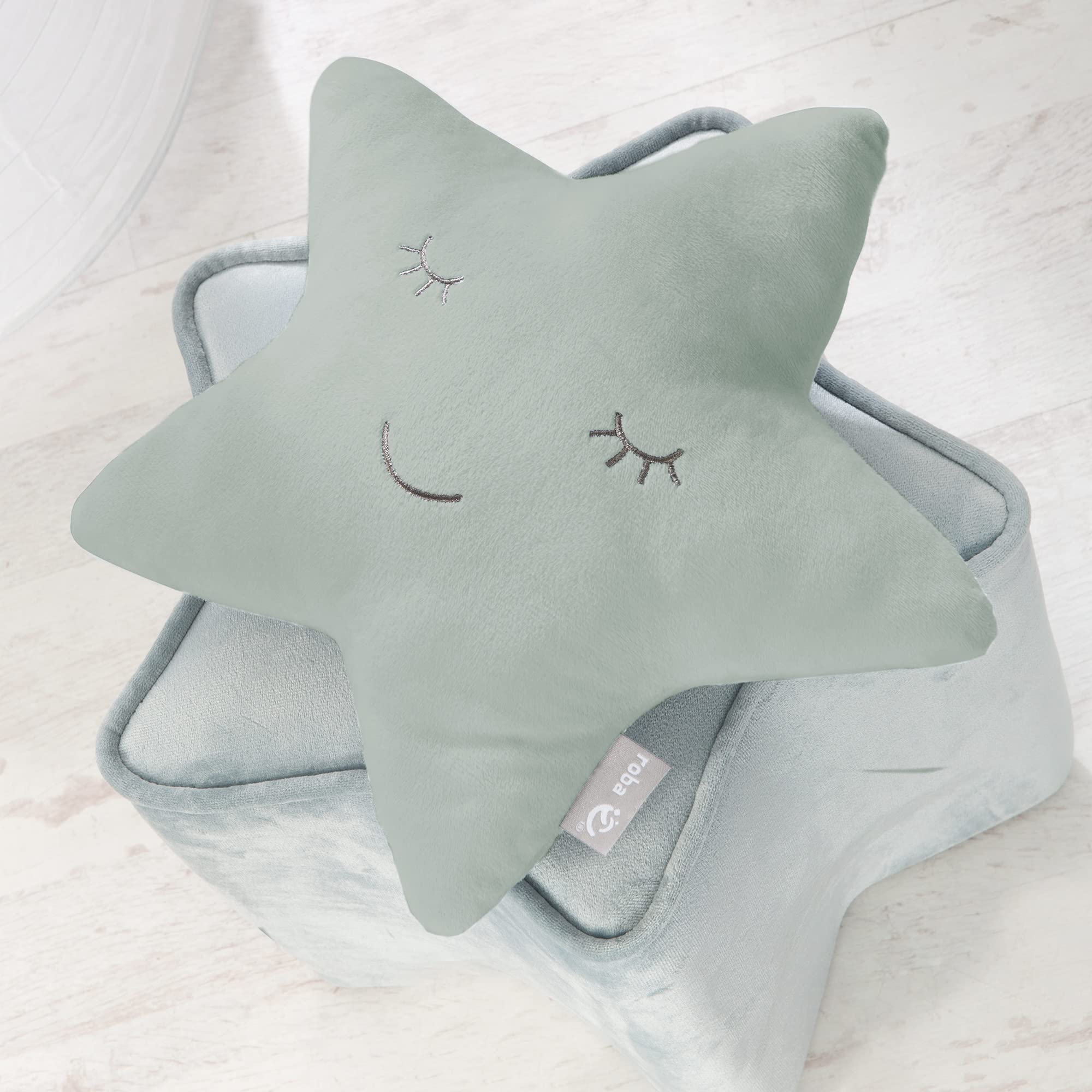 roba Style Cuddly Cushion Star Frosty Green Fluffy Decorative Cushion for Baby and Children's Room, 19x32x9 - Image 2
