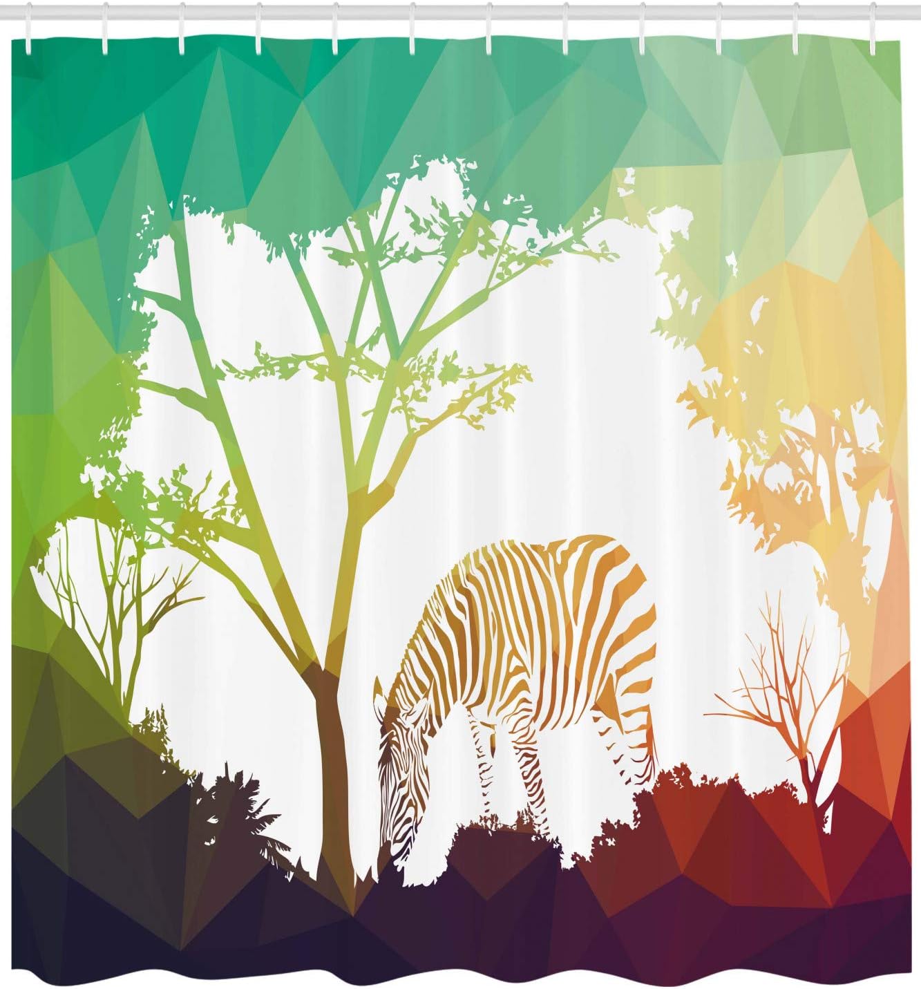 Ambesonne Africa Shower Curtain, Digital Zebra in Fractal Display Vivid Colors a Look at Kenya Illustration, Cloth Fabric Bathroom Decor Set with Hooks, 69" W x 70" L, Multicolor