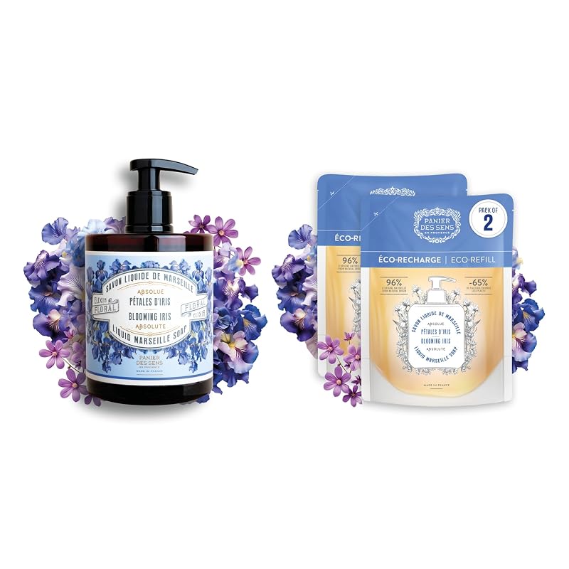 Sabonete líquido para as mãos Panier des Sens Iris com 2 refis, 3 x 500 mL