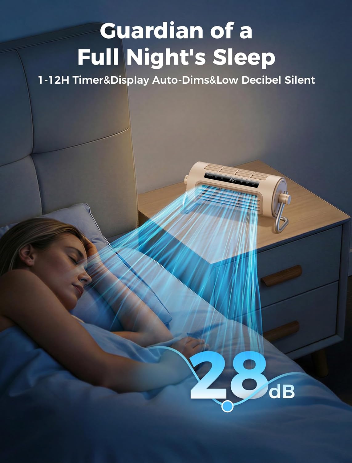 Aecooly Powerful Wall Mount Tower Fan, 8000mAh Battery, [20H Max Cooling], 100 Speeds Remote Control, 1-12H Timer, 360° Adjustable Angle Portable Oscillating Fan for RV, Kitchen, Bathroom-Beige