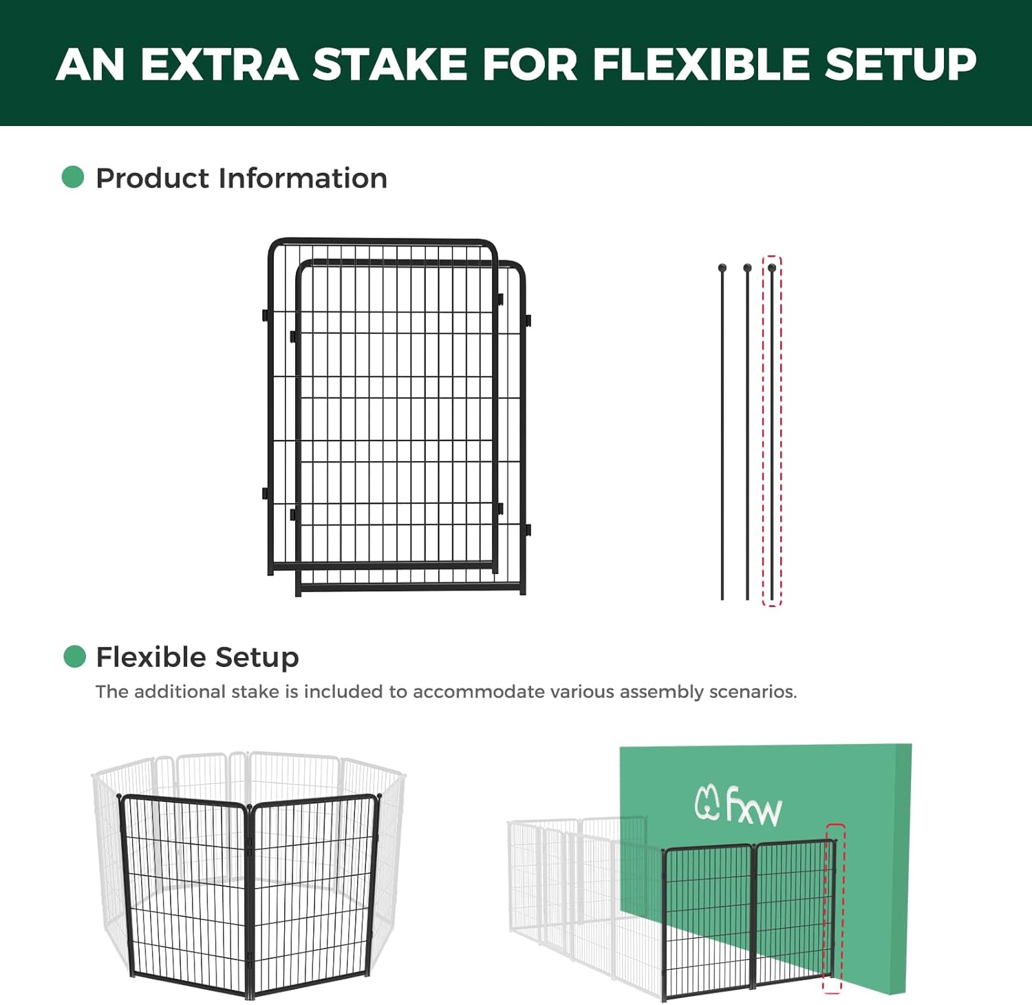 FXW Homeplus Unleashed Indoor Dog Playpen - Stress-Free and Safe Play, Heavy Duty 40 Inch 2 Panels Dog Pen for Medium and Large Dogs, Black│Patented