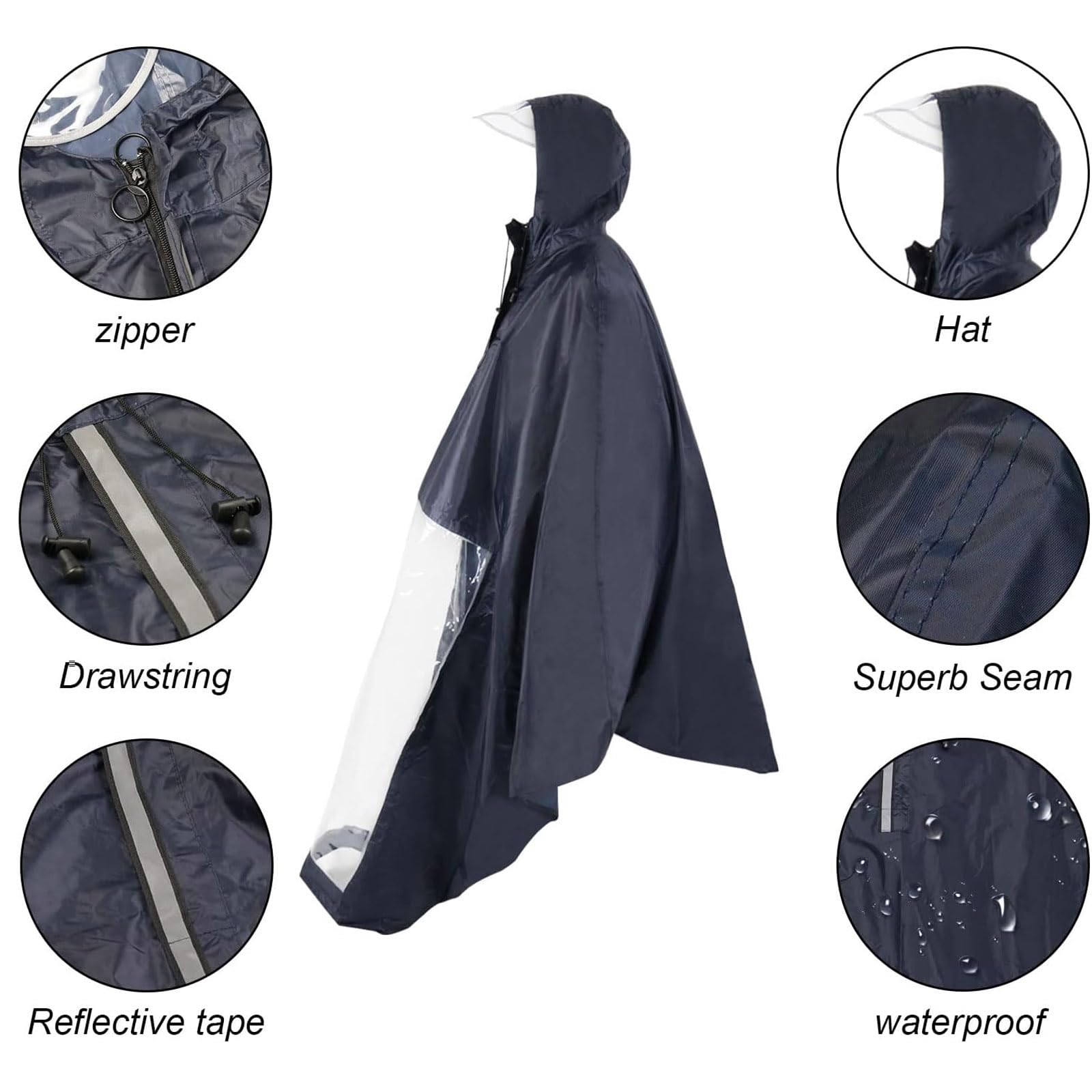 Poncho de Lluvia para Vehículos Eléctricos, Poncho de Lluvia Universal para Scooter de Movilidad y Silla de Ruedas Eléctrica,con Capucha y Panel Transparente
