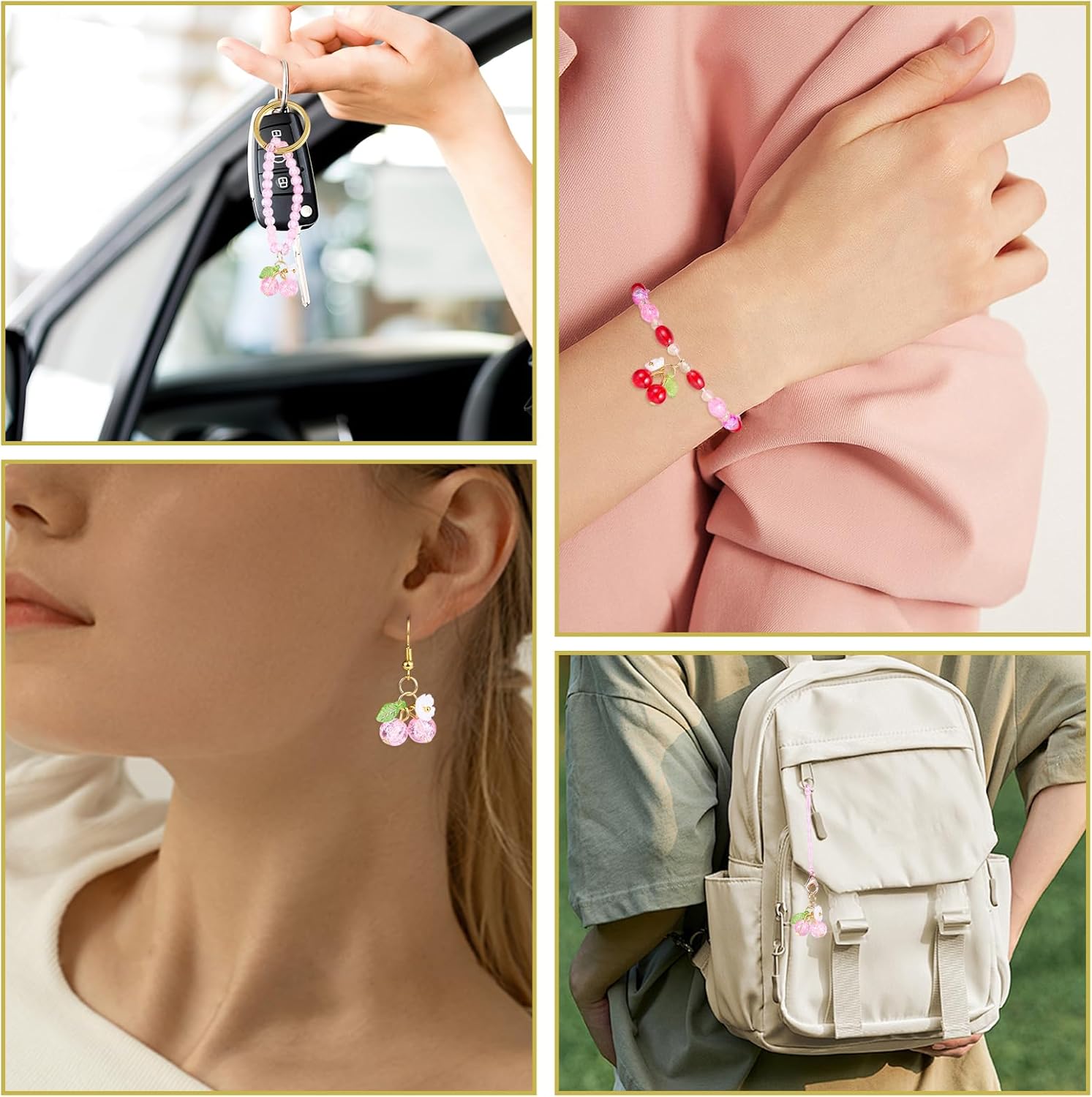 Cherry Charms for Jewelry Making Bulk Cute Fruit Flower Charms for Bracelet Earrings Necklace - Image 7
