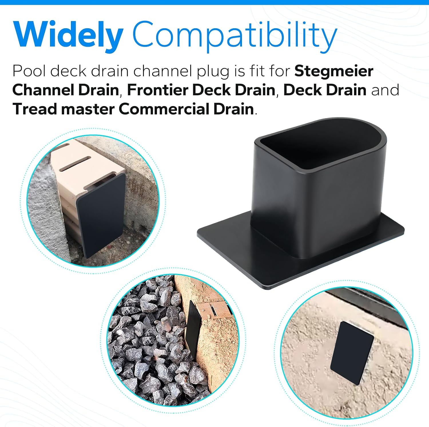 DEP Universal End Plug fit for Stegmeier Deck Drain, Pool Deck Channel Drain Caps Replace for Frontier End Plug