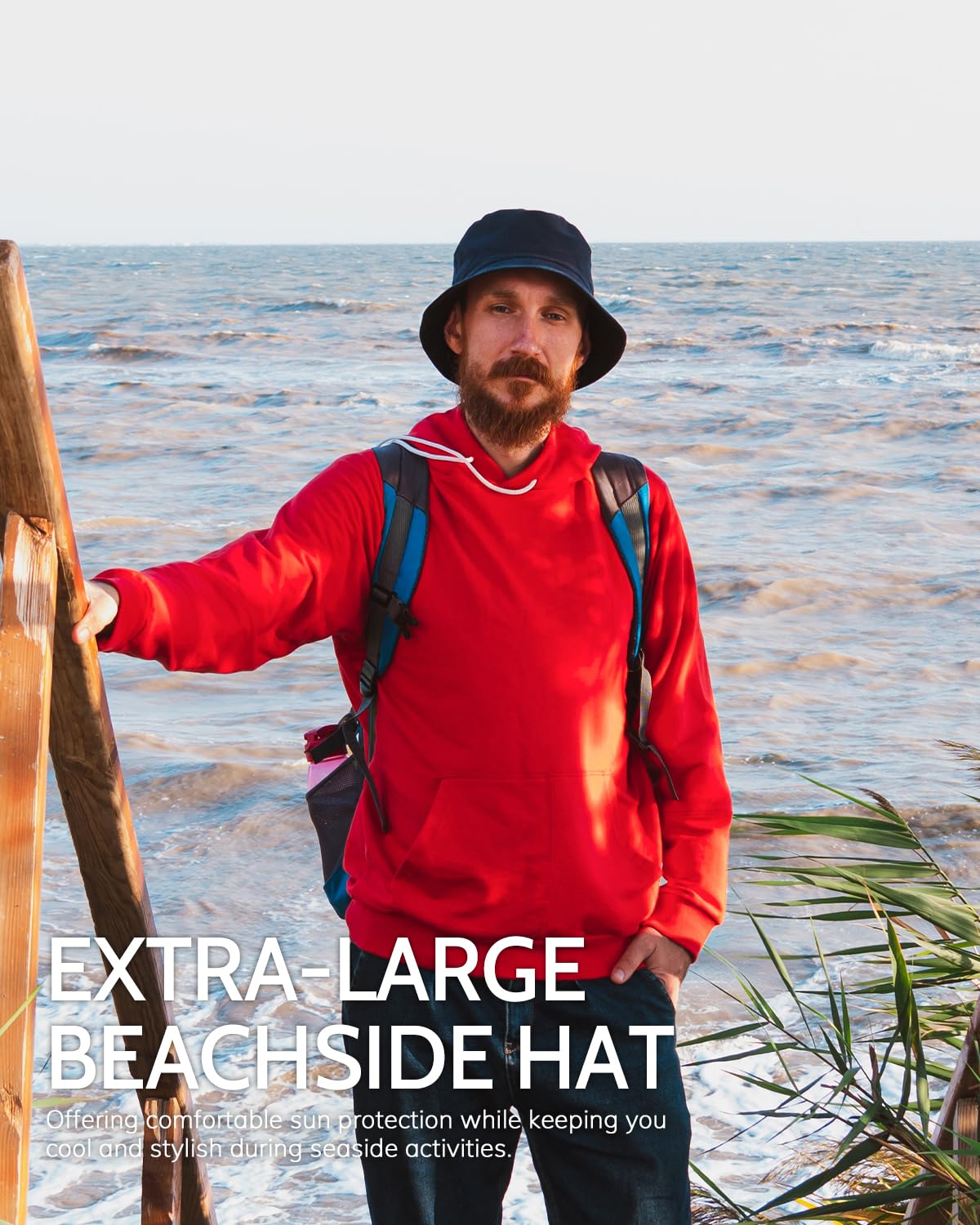 Feng Shui， Chapeaux de Soleil Seau L/XL/XX-Large, Grands Chapeaux de pêche réversibles, Chapeau de pêcheur Double Face avec Protection UV pour Le Golf et la randonnée en Plein air