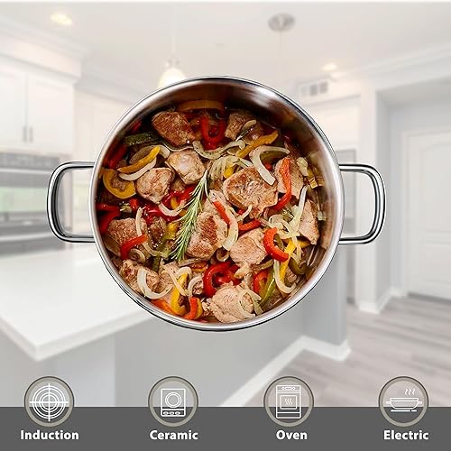 Miniatura 6 de Juego de ollas y sartenes de acero inoxidable, juego de utensilios de cocina de inducción antiadherentes, funciona con cocinas de