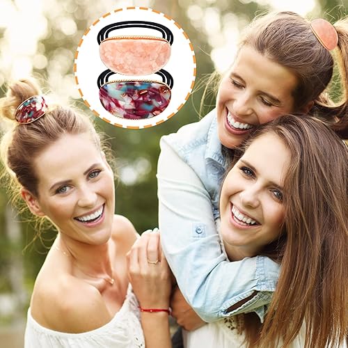 Miniatura 6 de Paquete de 9 pulseras de cola de caballo de metal con diamantes de imitación decorativos para cola de caballo para mujer, banda elástica dorada con